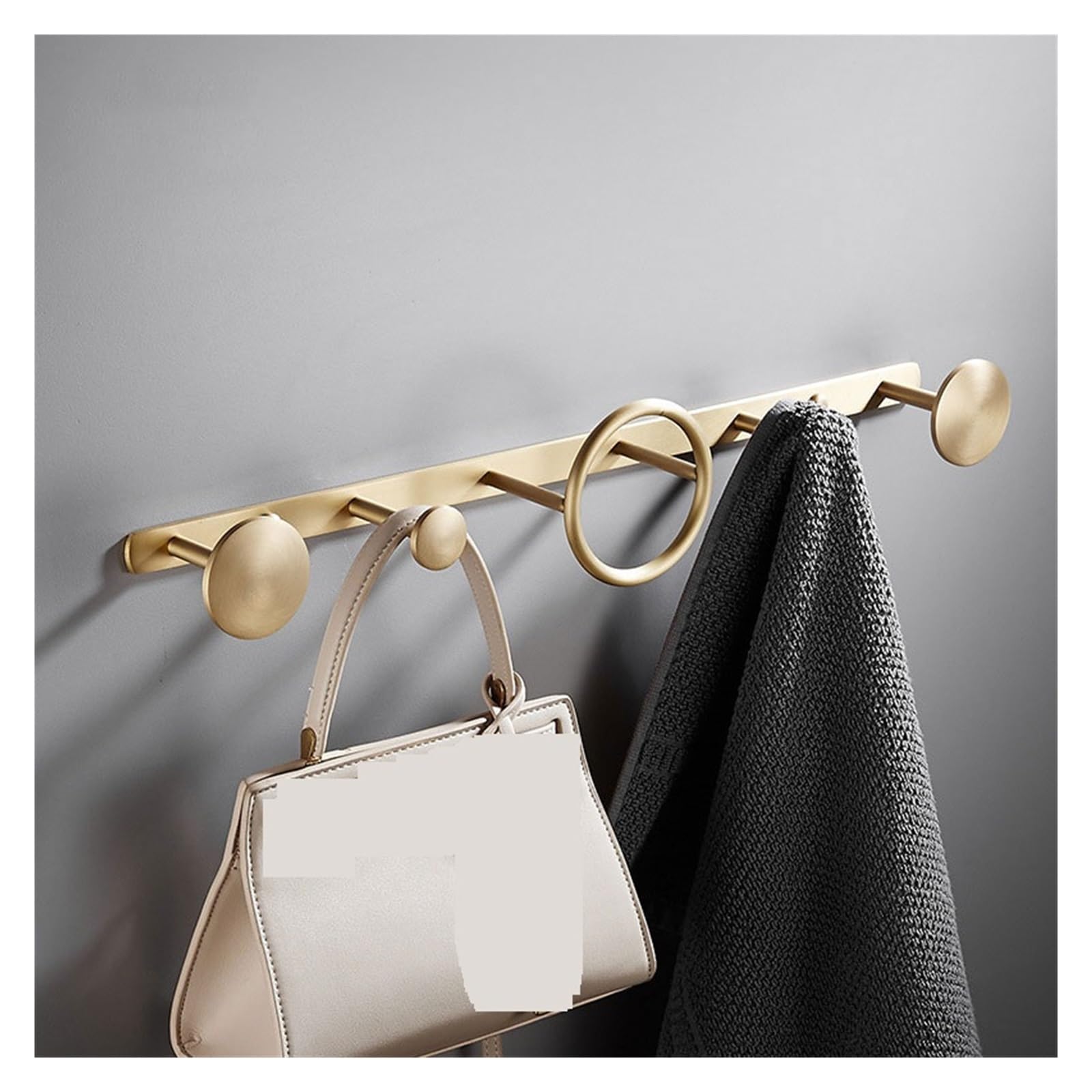 Linypa66 Gold Coat Rack Wall Mount Brass Coat Rack Wall Mounted - 5 Tri Hooks, Metal Hook Rail For Hat Towel Purse Robes Bathroom Entryway(Gold)