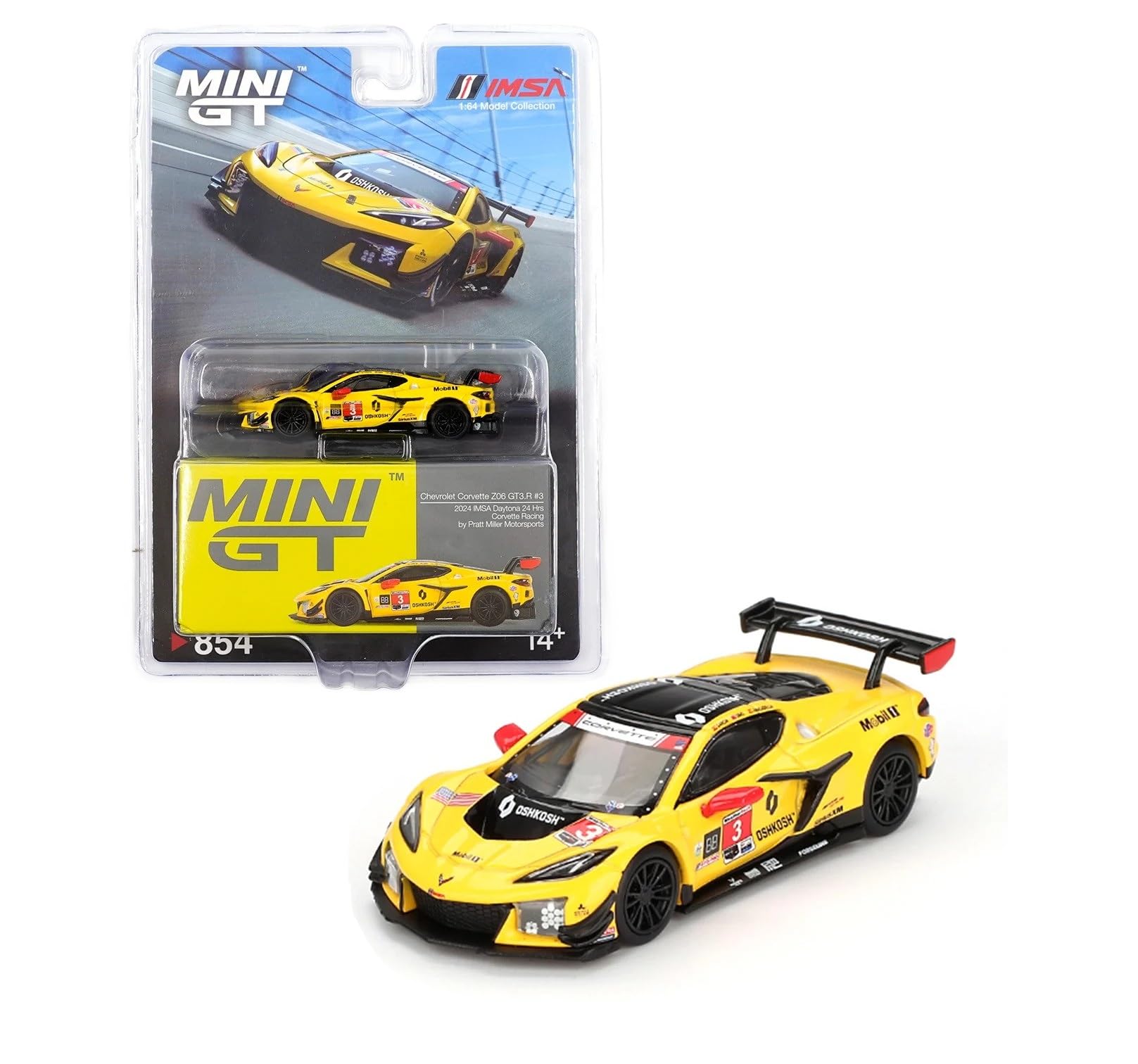 Diecast Model Car Compatible with Mini GT 1:64 Chevrolet Corvette Z06 GT3.R #3 Corvette Racing by Pratt Miller Motorsports 2024 IMSA Daytona 24 Hrs Limited Edition MGT00854