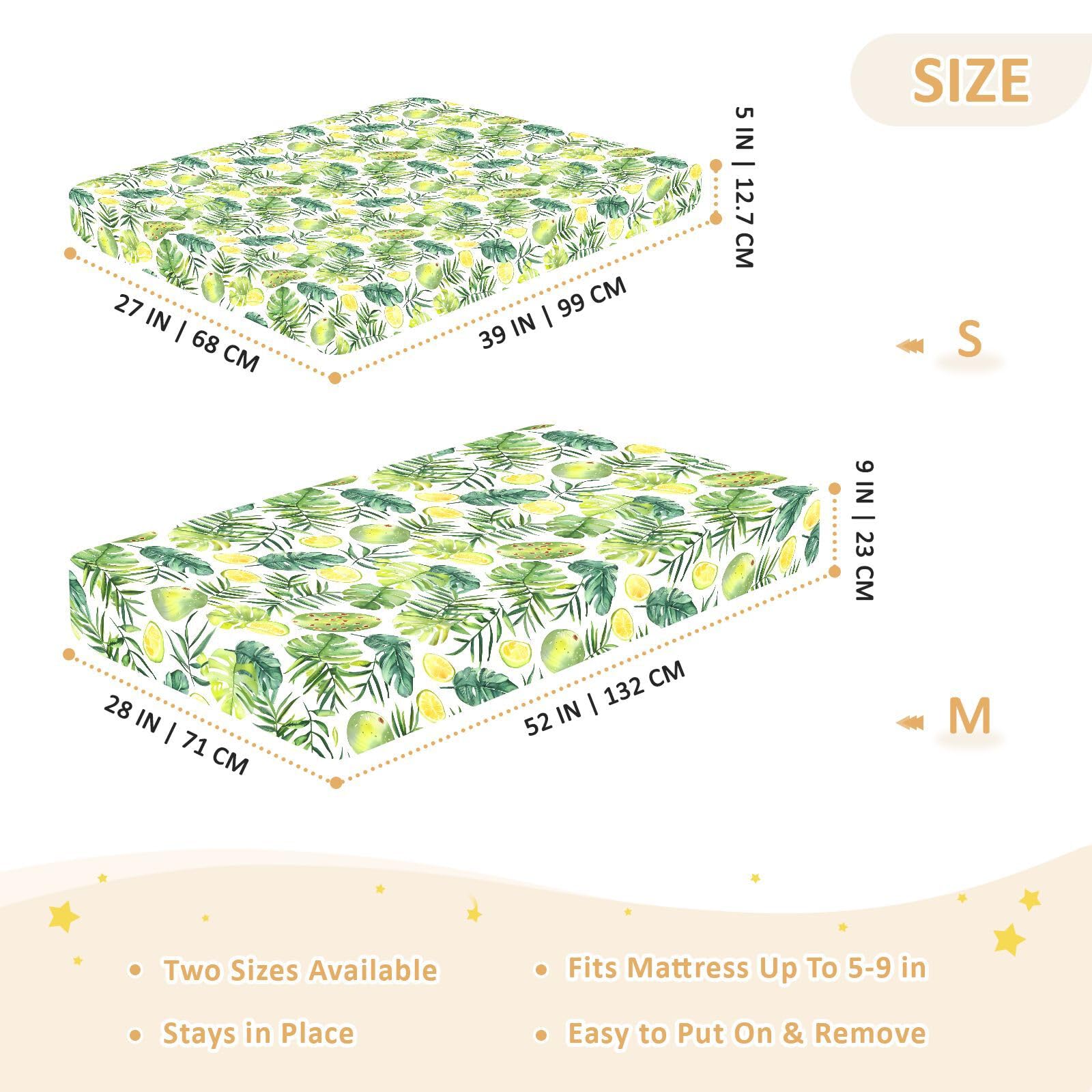 Drap-housse pour berceau de bébé vert aquarelle tropicale pour garçons et filles, 71,1 x 132,1 cm