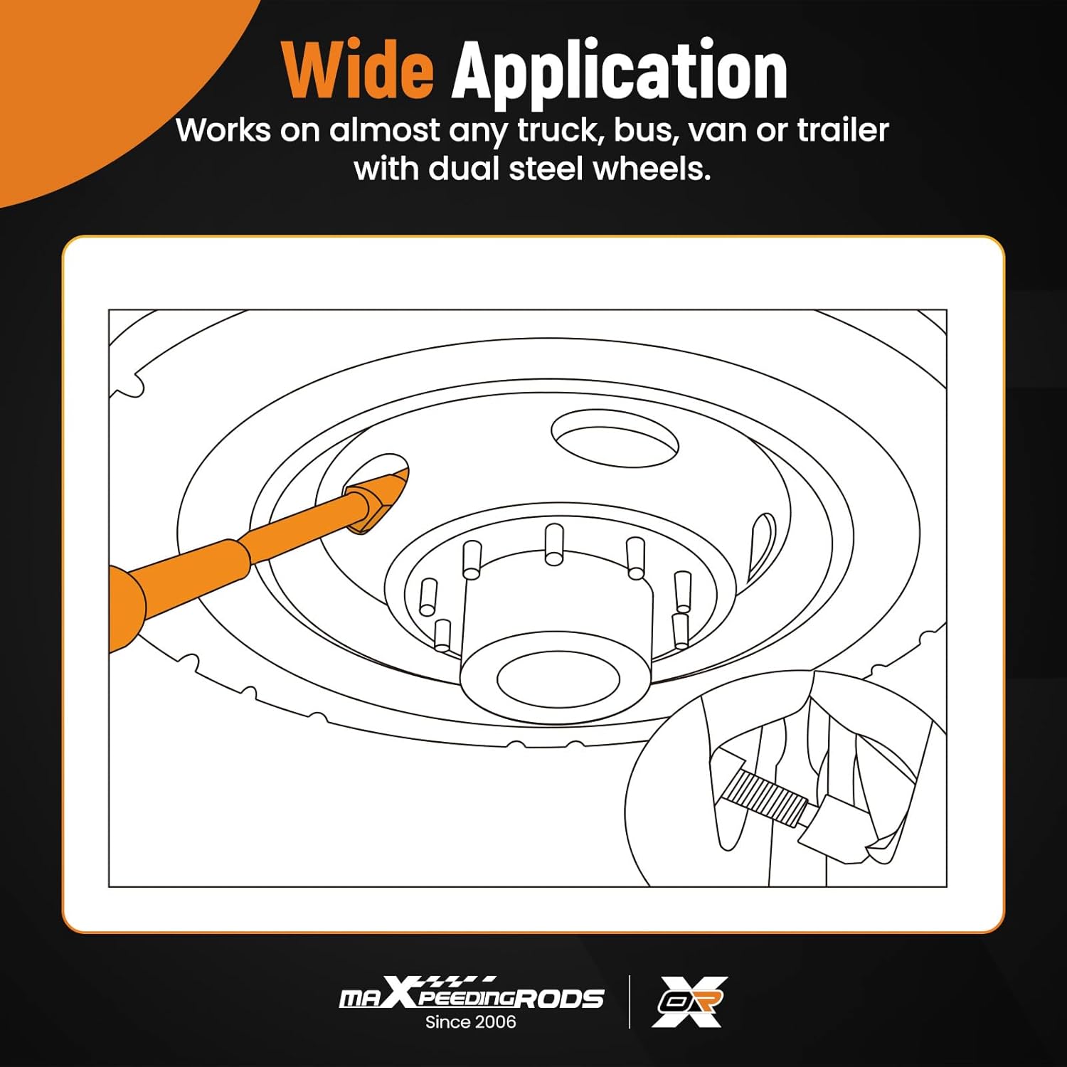 maXpeedingrods Dual Wheel Separator Tool Kit, 4 Pcs Wheel Hub Removal Tool Kit with 11 Threads, One-Piece Pusher Dual Wheel Separator Tool Set for Truck, Bus, Van, Trailer