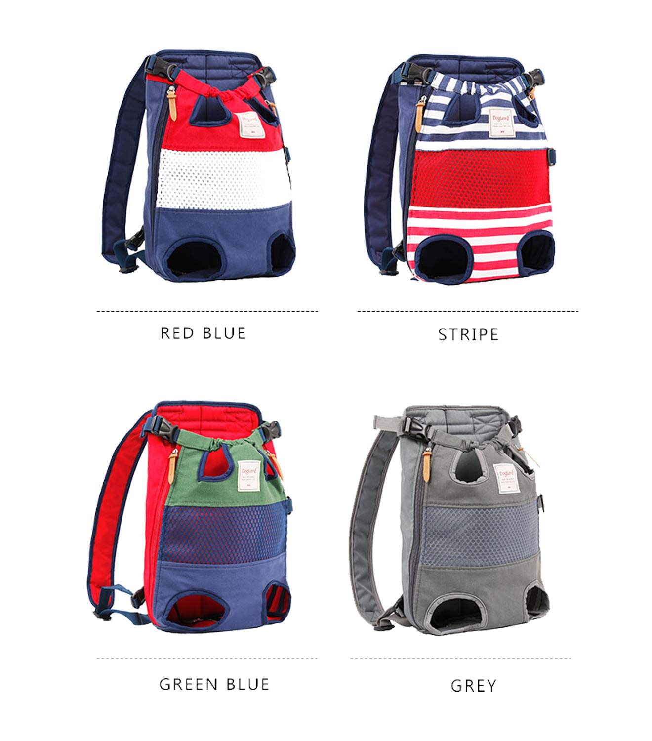 Tineer Zaino per Animali Domestici,Regolabile Dog Front Legs out Carrier Backpack Il Sacchetto di Mano Libero Viaggi,Easy-Fit per 5-12KG Piccole Medie Gatti Cani attività all'aperto (Stripe)