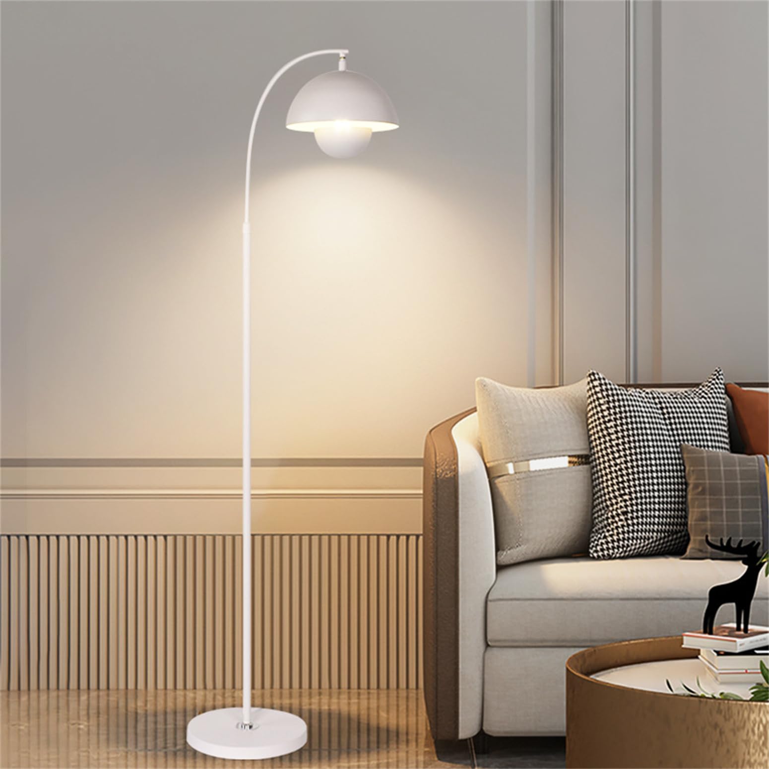 Lampade da Terra Lampada Moderna, 3 Temperature di Colore e Soggiorno Regolabile, Lampada Alta dal Design Semplice per Camera da Letto e Lettura, Bianca