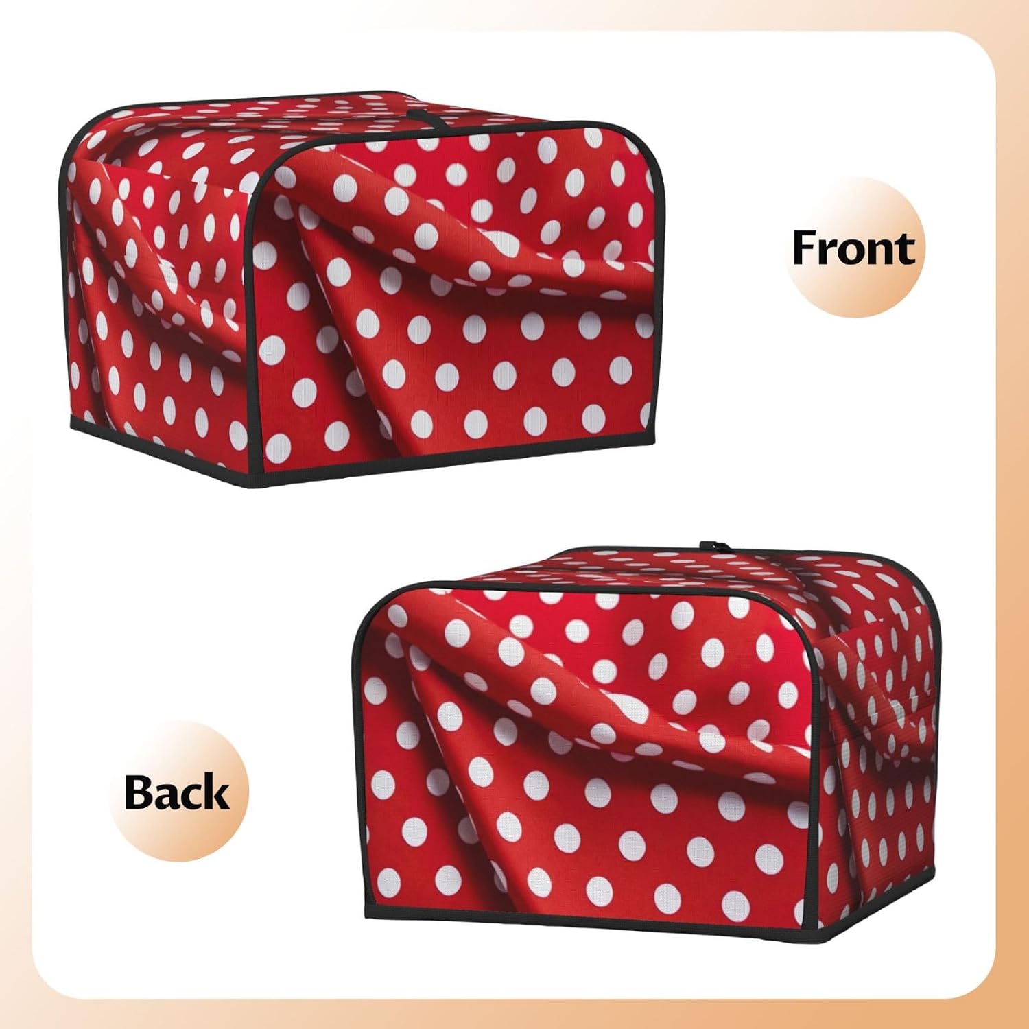 Red White Polka Dot Print 4-Slice Toaster Cover Kitchen Appliance For Bread Home Protector Daily Usability image 3
