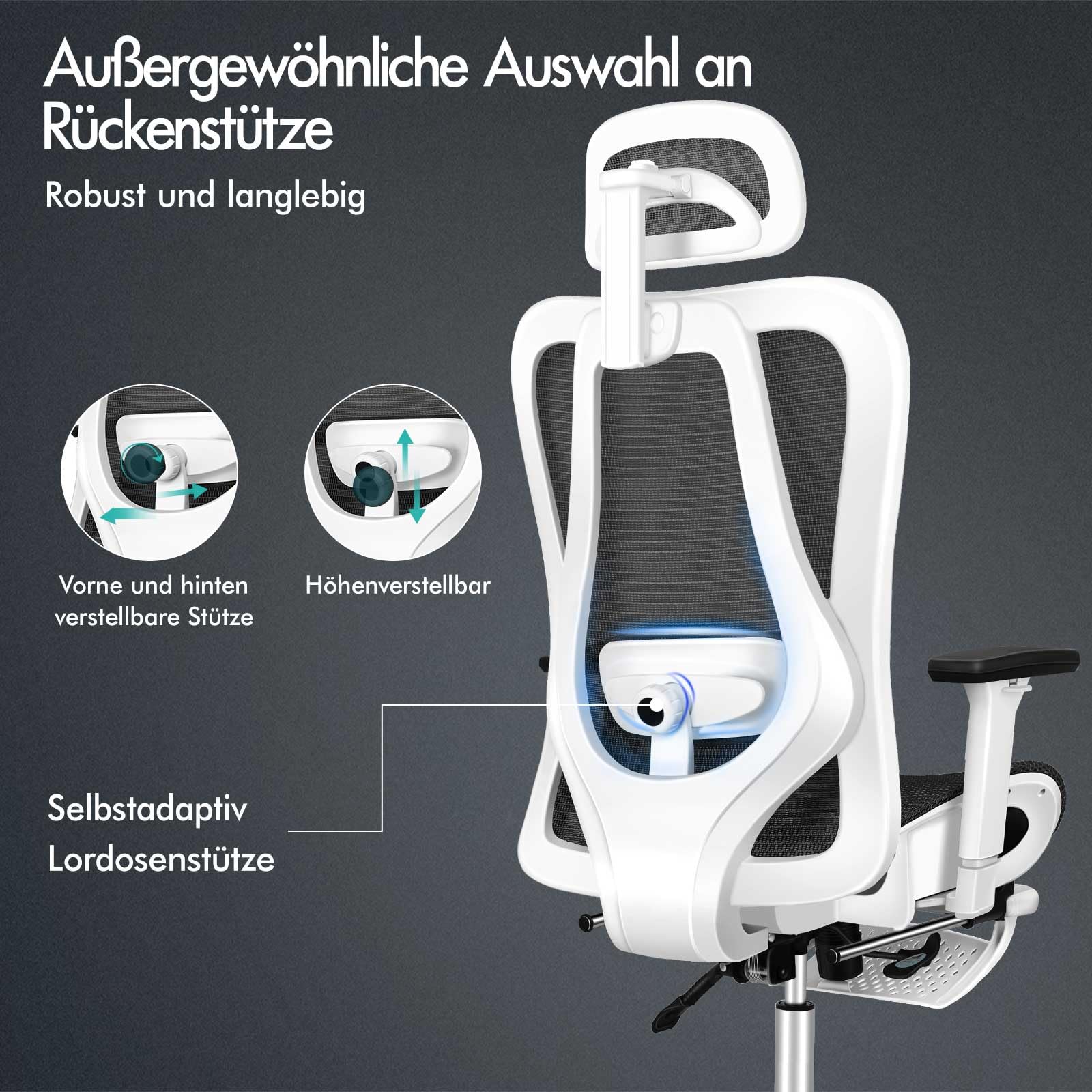 ALFORDSON Bureaustoel, ergonomische computerstoel van netweefsel