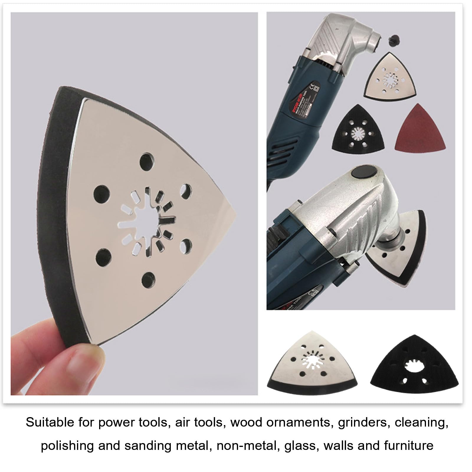 Kit De Lijado Triangular – 2 Almohadillas De 93 Mm + 20 Hojas De Lija (granos 320 A 800), Para Madera, Metal, Plástico Y Yeso