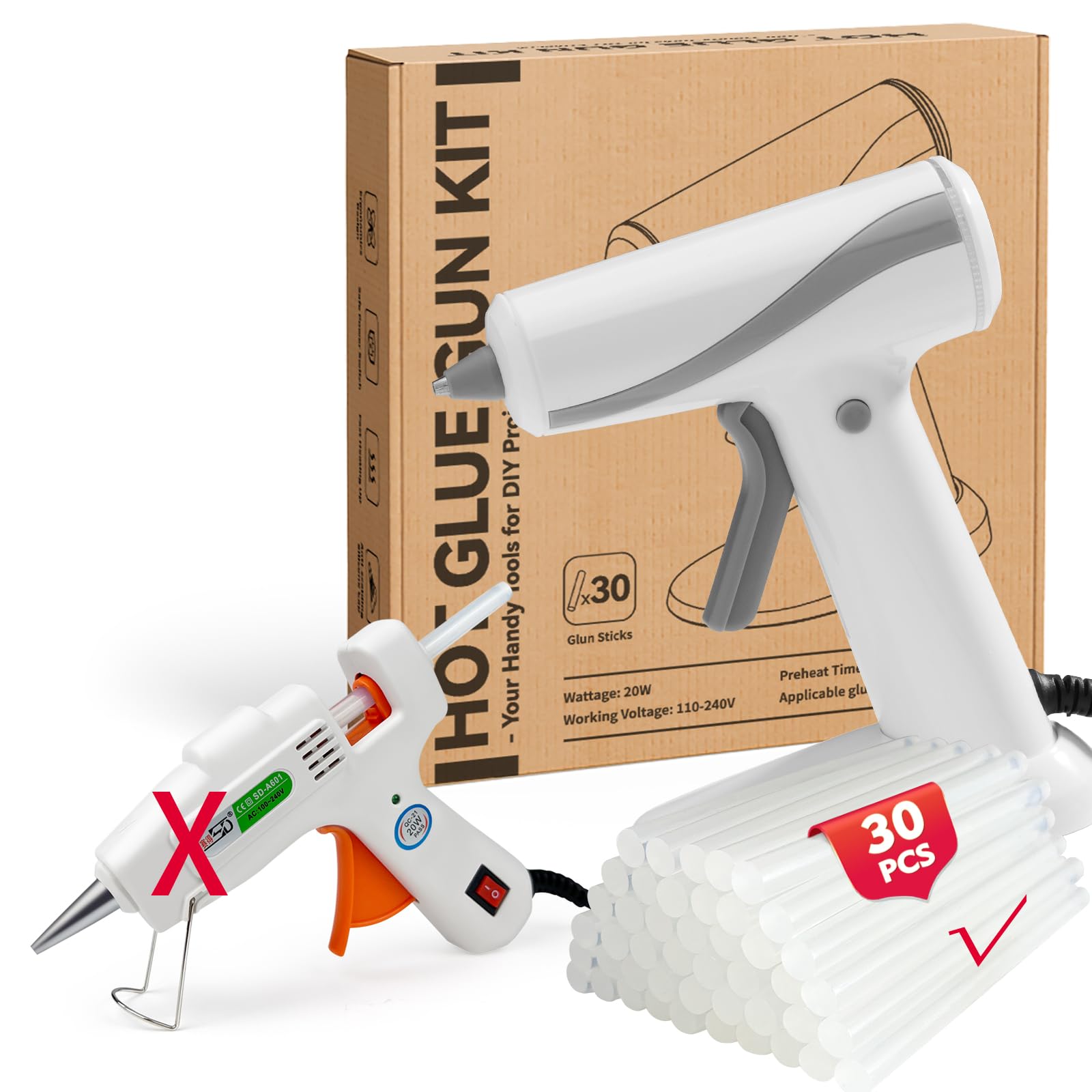 Mini hot glue gun Kit with 30 Glue Sticks Hot Melt High Temp for School Crafts DIY Arts