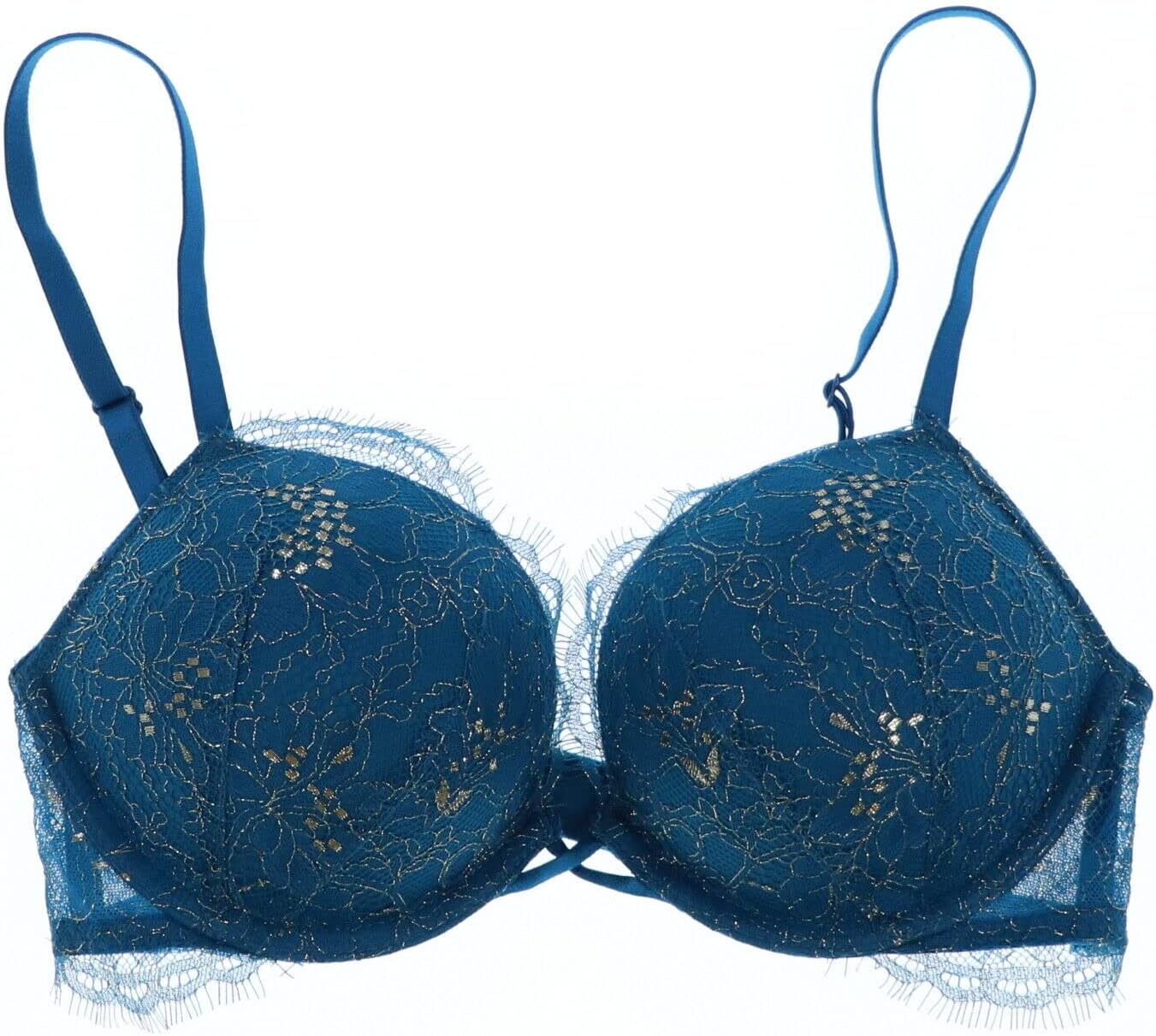 Bra Bombshell Add 2 Cups Shimmer Lace (34D, Blue)