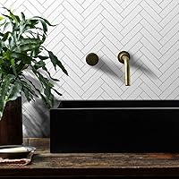 Vista 3 de Vamos Tile azulejo de espiga para despegar y pegar, salpicadero de 10 hojas de PVC blanco Thassos, azulejos autoadhesivos para pegar en la pared