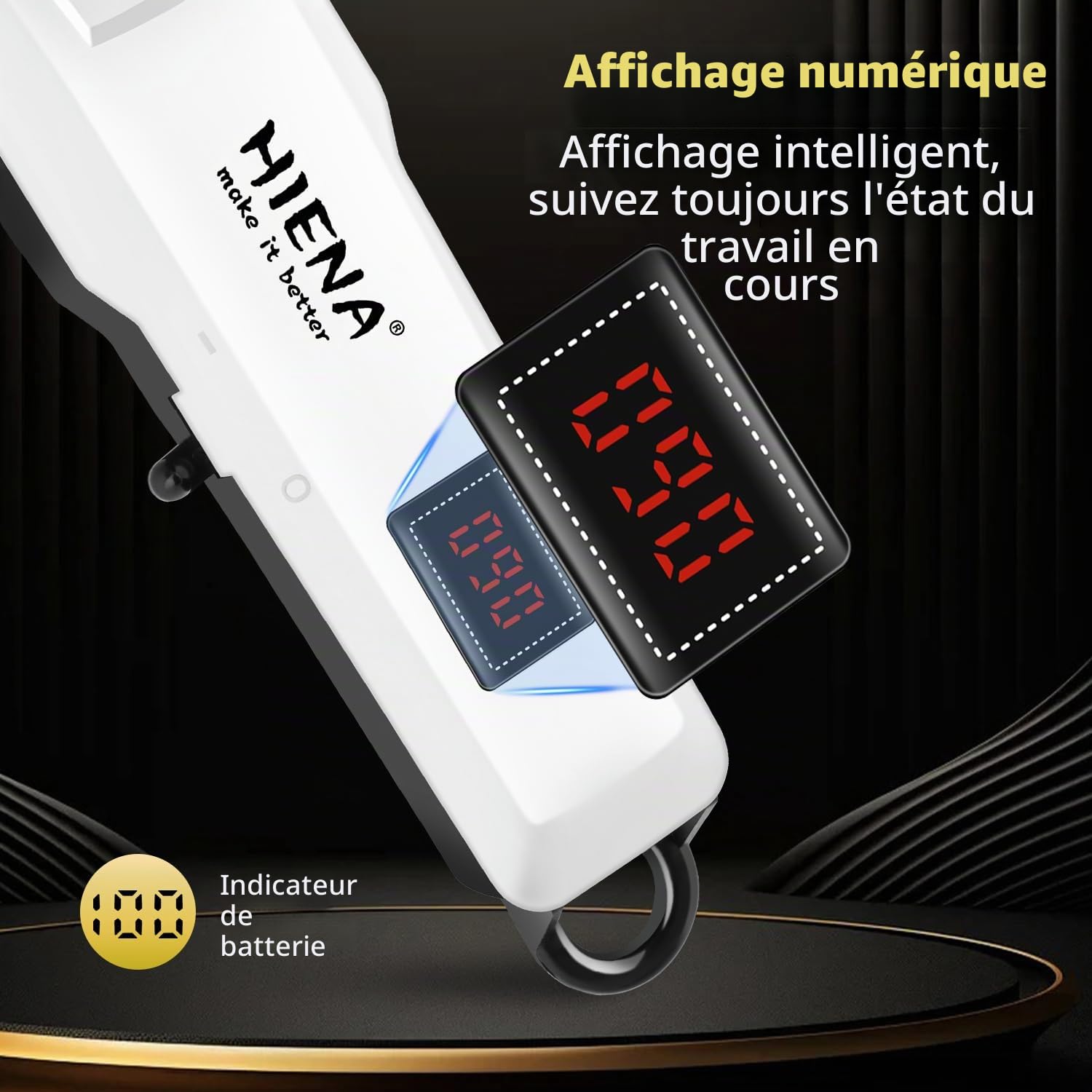 HIENA PRO Tondeuse à cheveux pour homme, kit de barbier sans fil 3 en 1