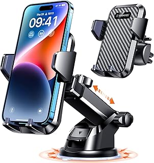 VANMASS【85+LBS Strongest Suction & Military-Grade Ultimate Car Phone Mount【Patent & Safety Certs】 Cell Phone Holder for Dash Windshield Vent for iPhone 17 Pro Max Automobile Accessory Kits,Ink Black