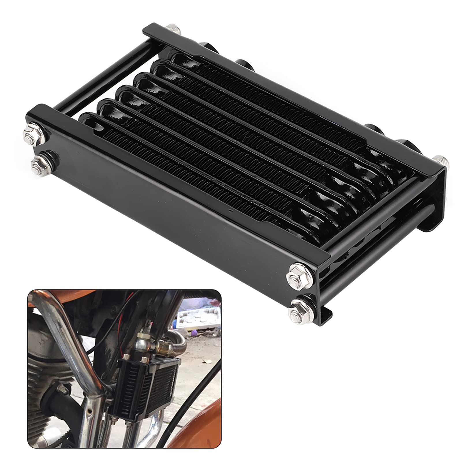 Ausla Radiador de Motocicleta, Enfriador de Aceite de Motor de Aleación de Aluminio, Rosca de 12 X 1,25, Reduce la Temperatura del Aceite de 54 a 72 °F, con Accesorios de Instalación para Motos de