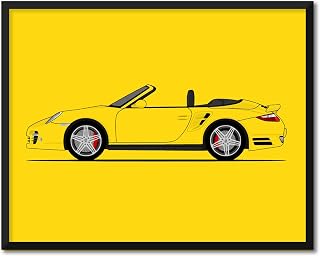 CUSTOMIZABLE COLOR: Porsche 911 997. 1 Turbo Cabriolet (2006-2010) (Side Profile) Inspired Poster Print Wall Art Decor Handmade (Unframed)