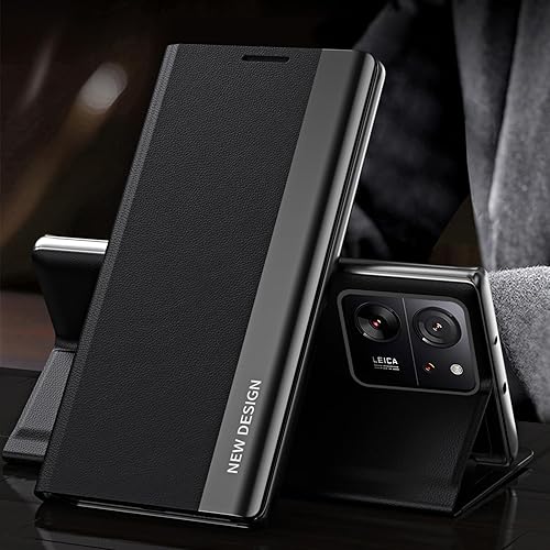 Miniatura 2 de Ysnzaq Funda con tapa para Xiaomi 13T13T Pro, TPU Funda de teléfono de cuero con protección totalmente rodeada para Xiaomi 13T13T Pro CX Negro