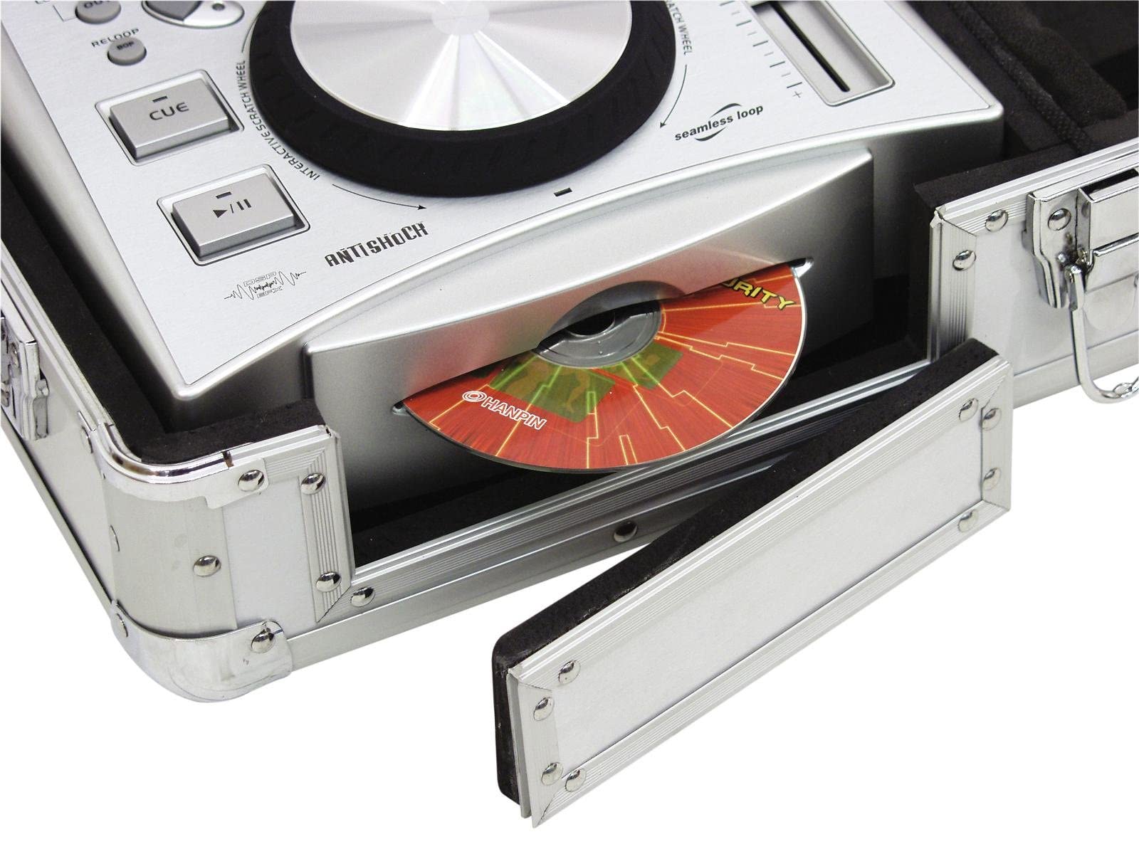 Omnitronic Professional DJ Flight Case in Alluminio. Per due DJ CD player e una console da 10 "mix DJ. Dimensioni 840x470x155 mm.