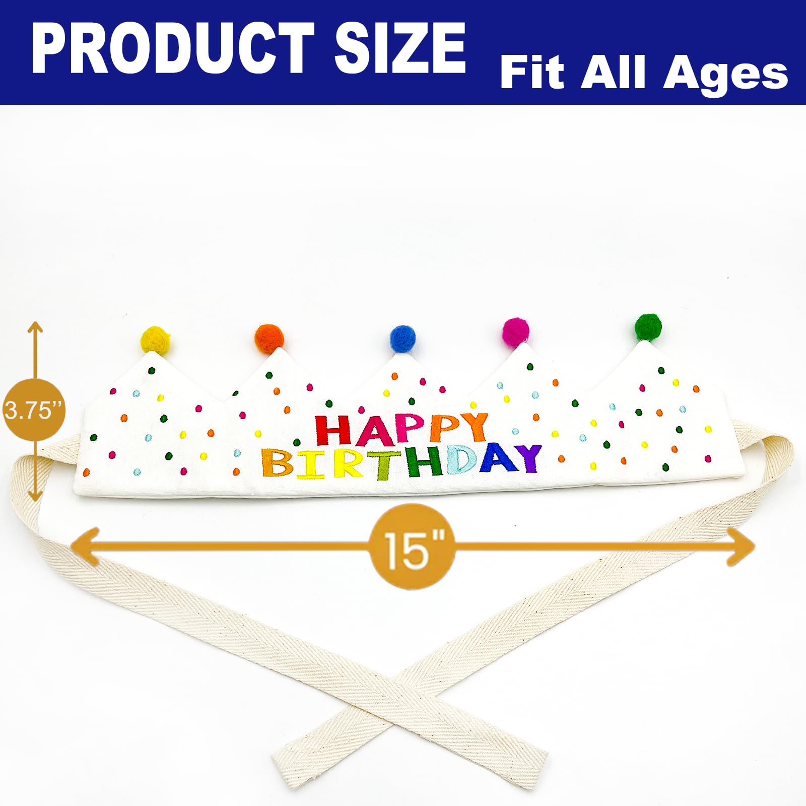 Sombreros de cumpleaños personalizados bordados a mano, corona de feliz cumpleaños, lindo sombrero de fiesta para niño y niña, apto para todas las edades