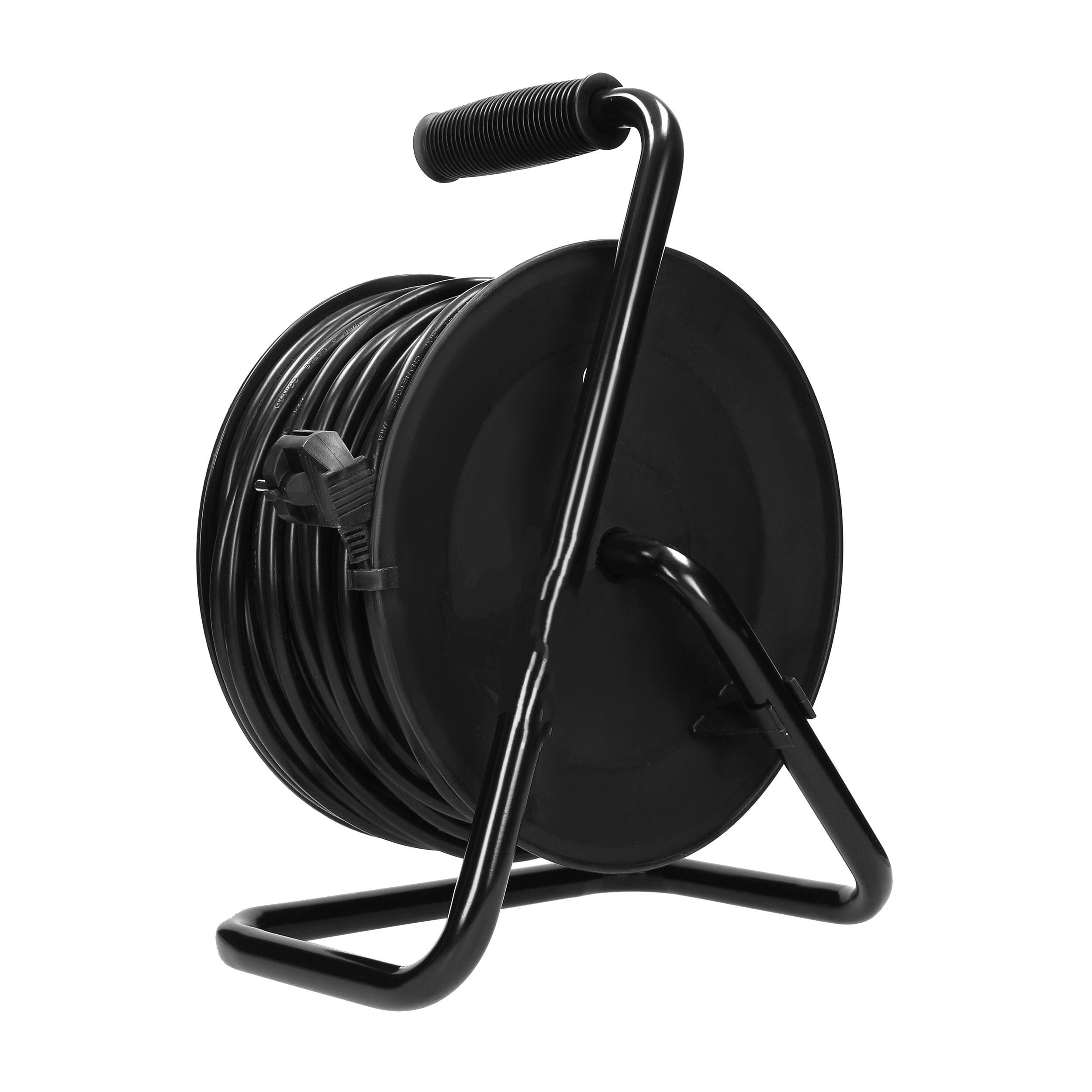 Kabeltrommel Schuko 4-fach, 30m, H05VV-F 3x1.5mm², Metallständer, Überlastschutz, Garten & Werkstatt