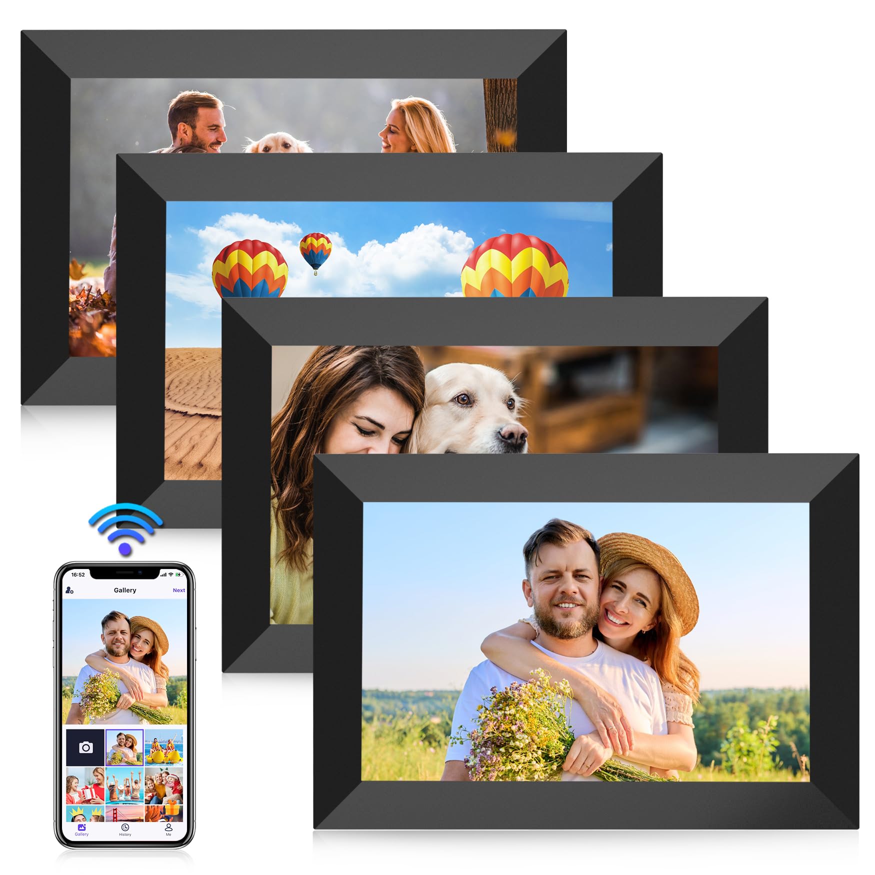 FANGOR WiFi Digital Picture Frames 4 Pack, 10.1" IPS HD Touchscreen Digital Photo Frame with 32GB Memory, Auto-Rotate