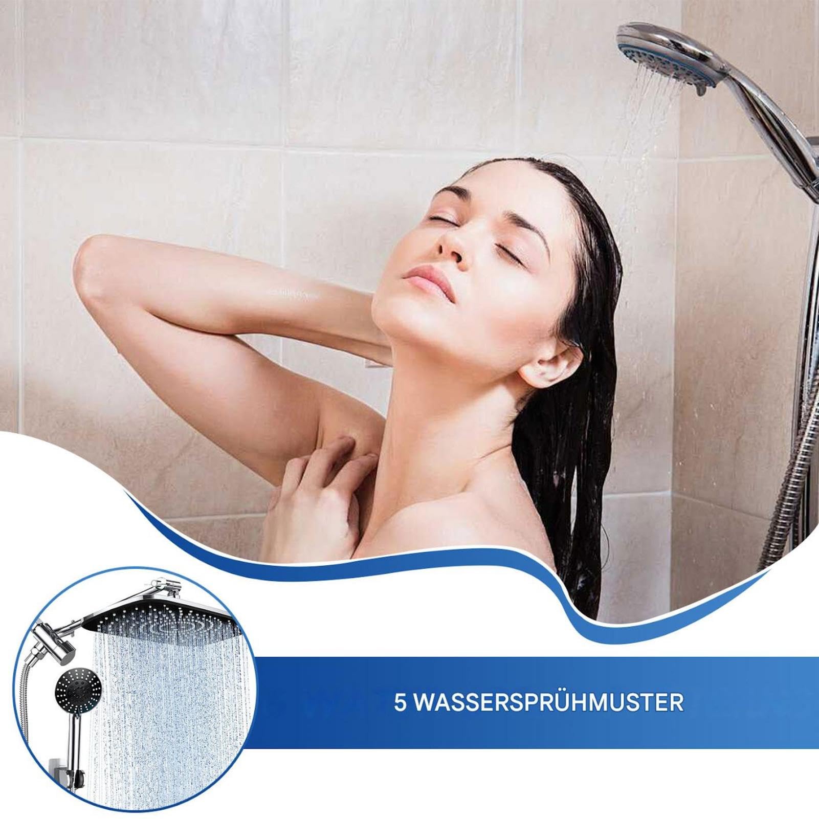 Cabezales de ducha de mano Spray, cabezal de ducha de lluvia a alta presión | 5 modo, varilla de ajuste inteligente, filtro de cabeza