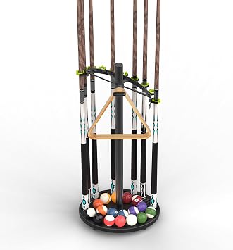 Hikeen Heavy Duty Pool Stick Holder Holds 10 Sticks with Steel Frame,Simple Installation and Storage Organizer Pool Cue Holder,Mental Pool Cue Rack for Game Room, Billiard Club