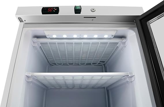 KoolMore 24 in. Commercial Manual Defrost Countertop Display Freezer in White with Stainless Steel and Glass Door, 4.6 Cu. ft. (KM-MDF46GD)