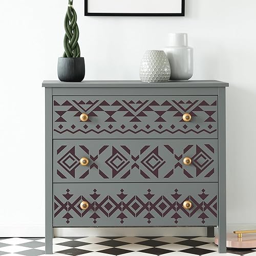 Miniatura 6 de Keluna Plantillas aztecas para pintar, 12 plantillas de patrón de bordes bohemios para pintar, plantillas reutilizables para pintar en pared de