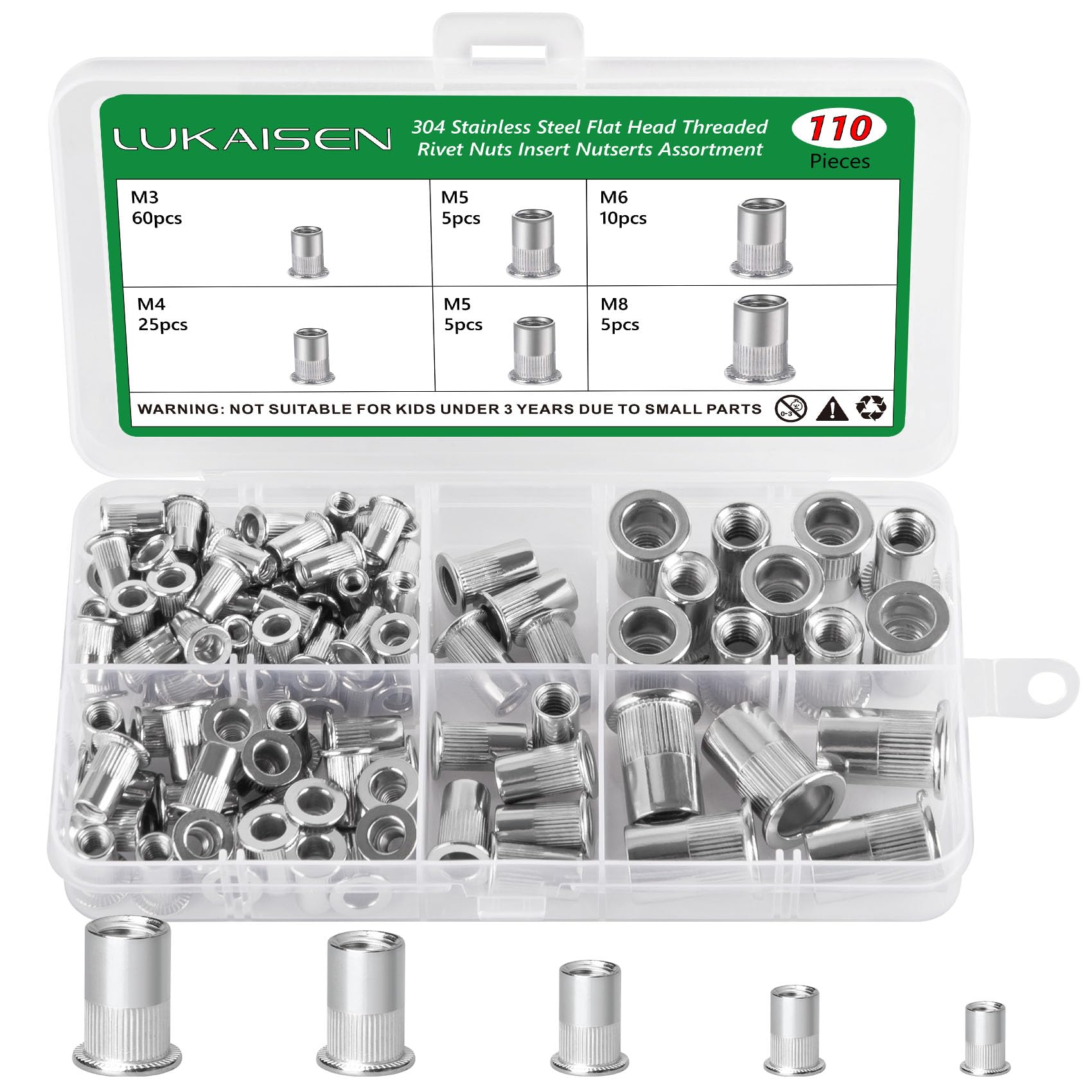 10-24 UNC Flat Head Aluminum Rivet Nut (Rivnut) Insert Nut - Pack Of 25