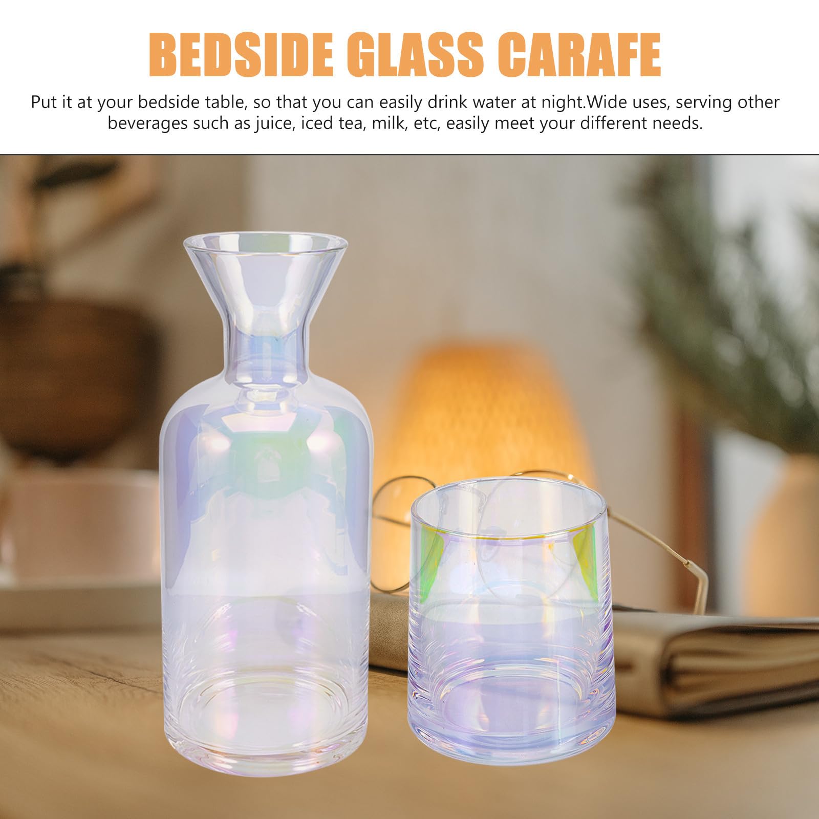 Levemolo Juego de Jarra de Agua y Vaso de Vidrio con Tapa de Madera para Cocina y Eventos en Casa, Diseño Resistente y Elegante para Uso Diario