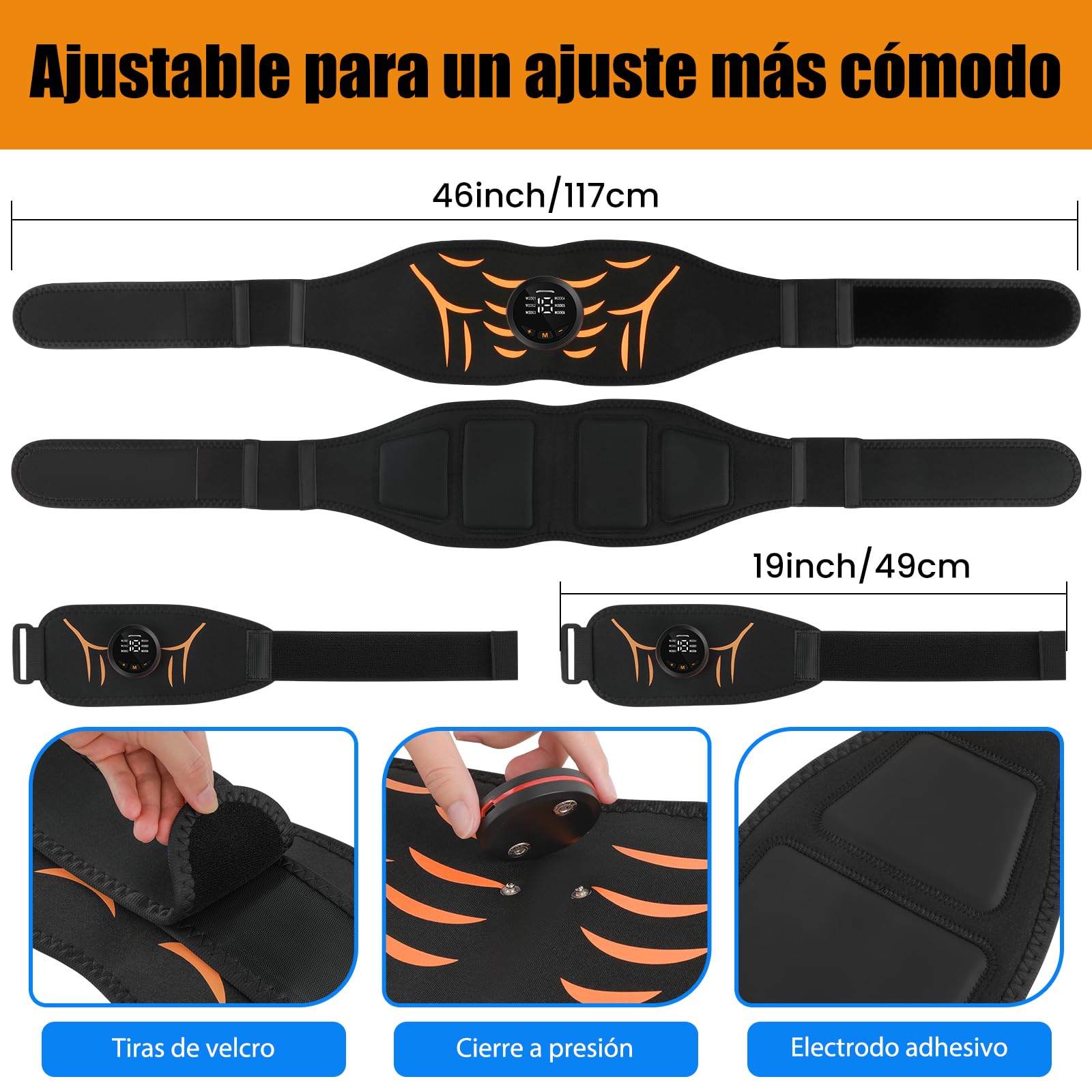 CinturóN Tonificador Muscular - Fuerte Ab Electroestimulador Muscular Con 6 Modos Y 18 Niveles De Intensidad Para Hombres Y Mujeres CinturóN Estimulador Muscular Abdominal Para Casa Oficina Y Gimnasio