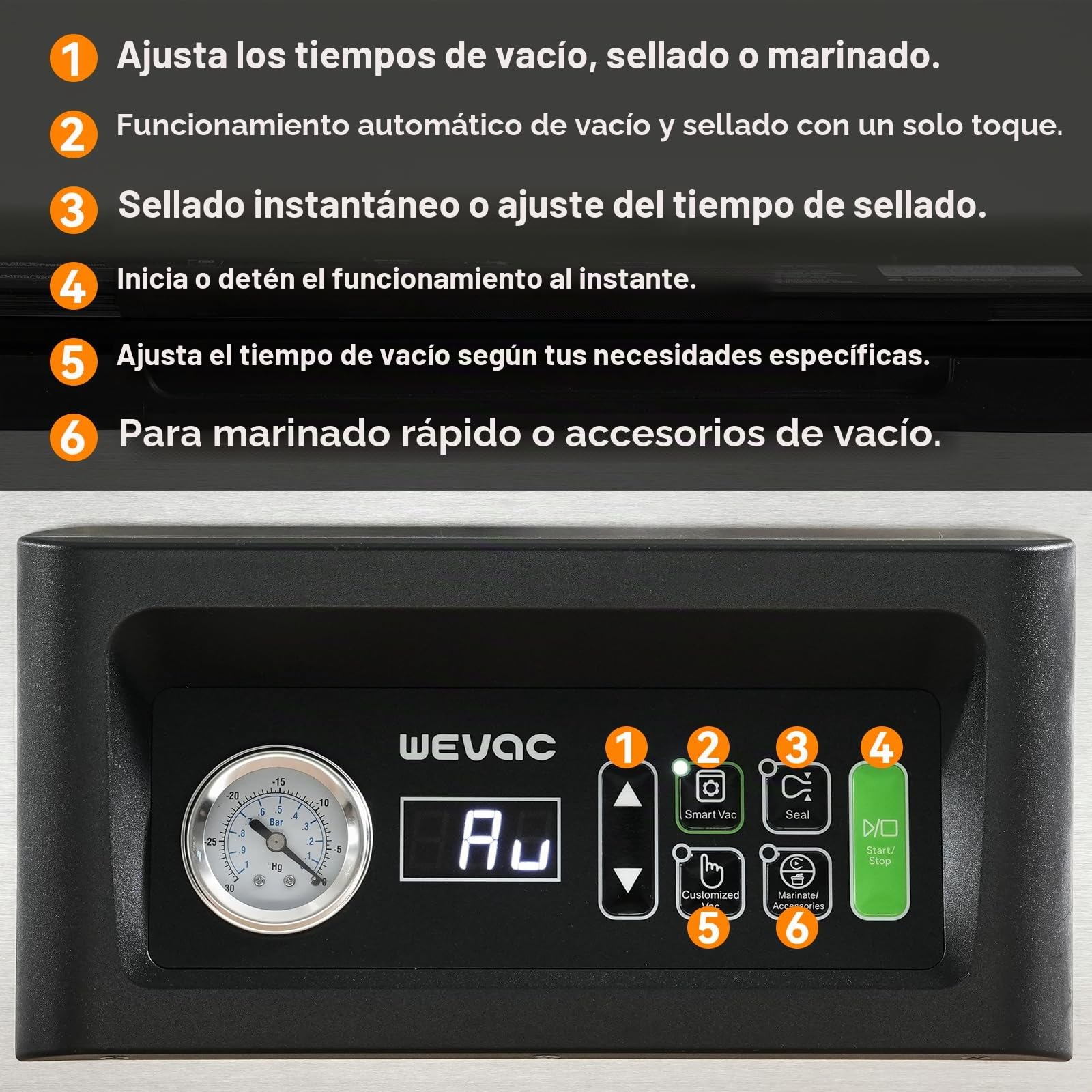 Wevac CV12Pro Envasadora al Vacío de Cámara 430W, Bandeja Extraíble&Lavable | Temporizador automático inteligente de vacío, cámara profunda y diseño fácil de limpiar, grado comercial