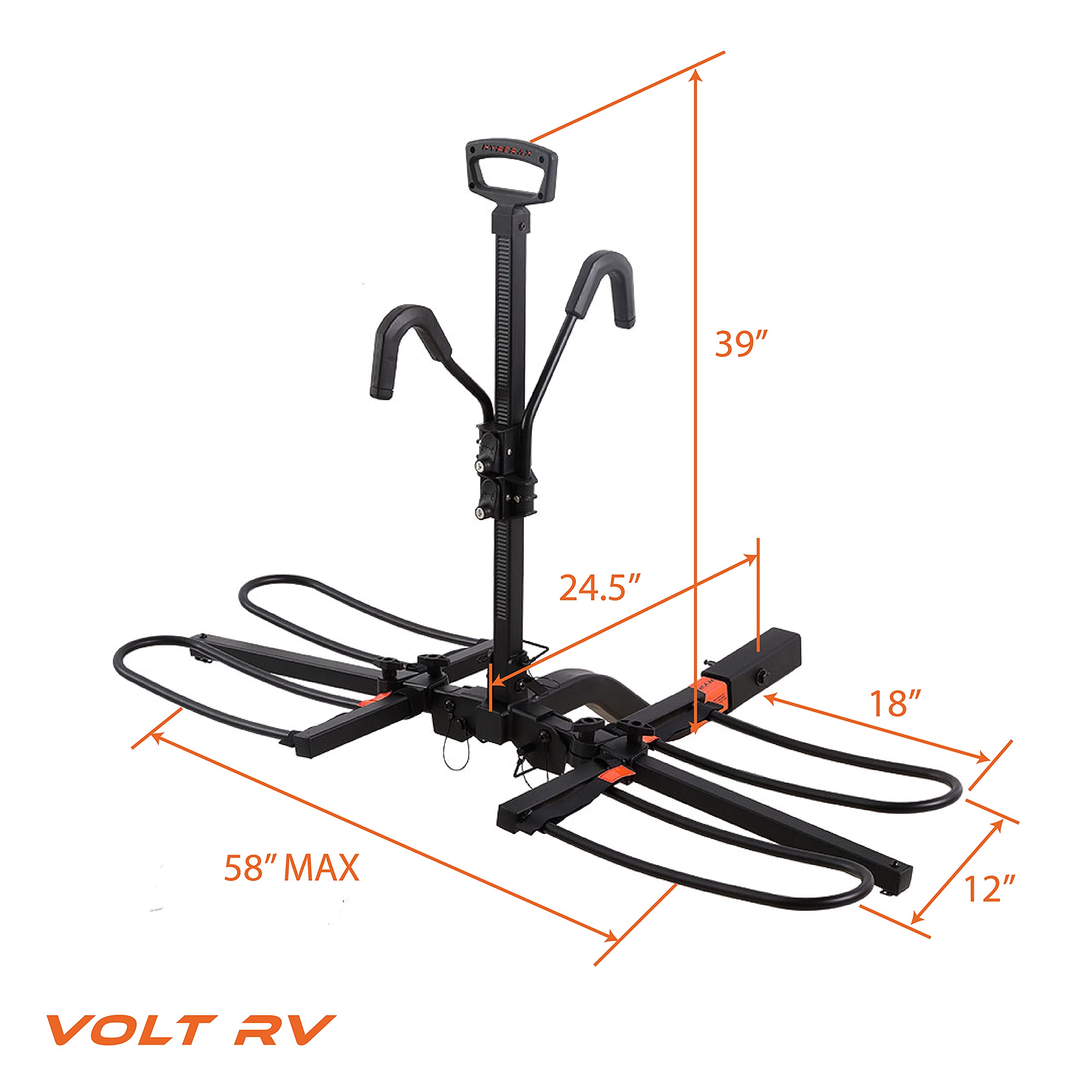 HYPERAX Volt RV Hitch Mounted E Bike Rack Carrier for RV, Camper, Motorhome, Trailer, Toad with