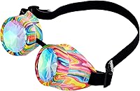 Vista 57 de Gafas de caleidoscopio retro con pinchos, gafas de cristal arcoíris steampunk estilo soldadura, gafas de cosplay punk