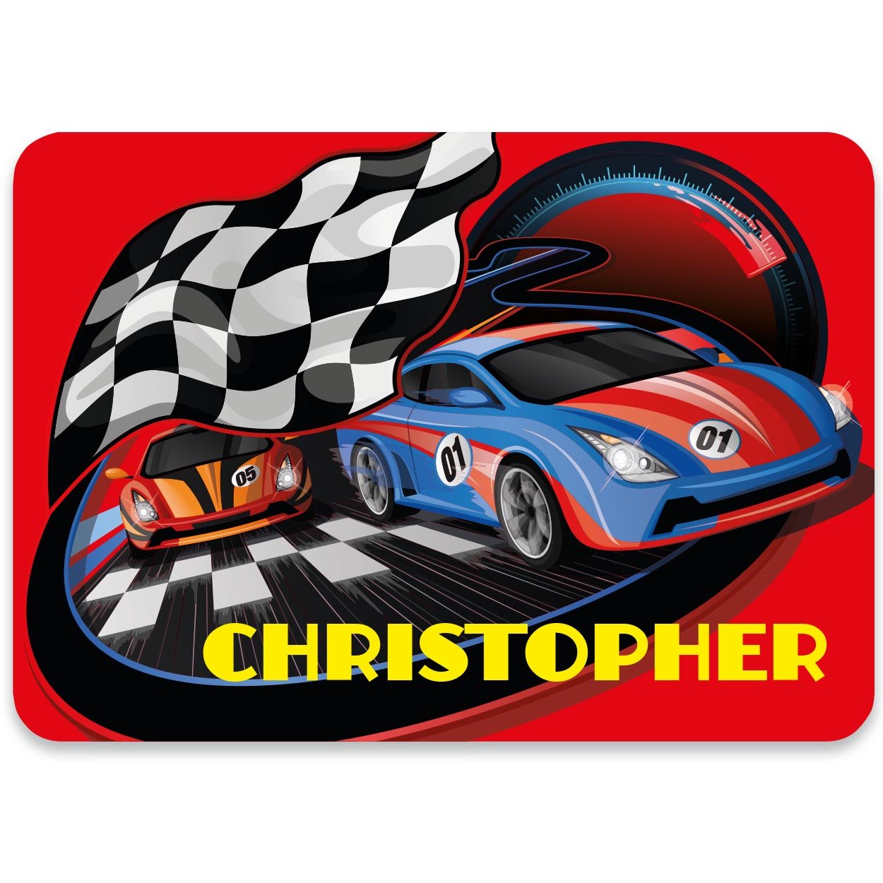 Paper Themes Personalised Placemats for Kids Childrens Named Table mat - Racing Car