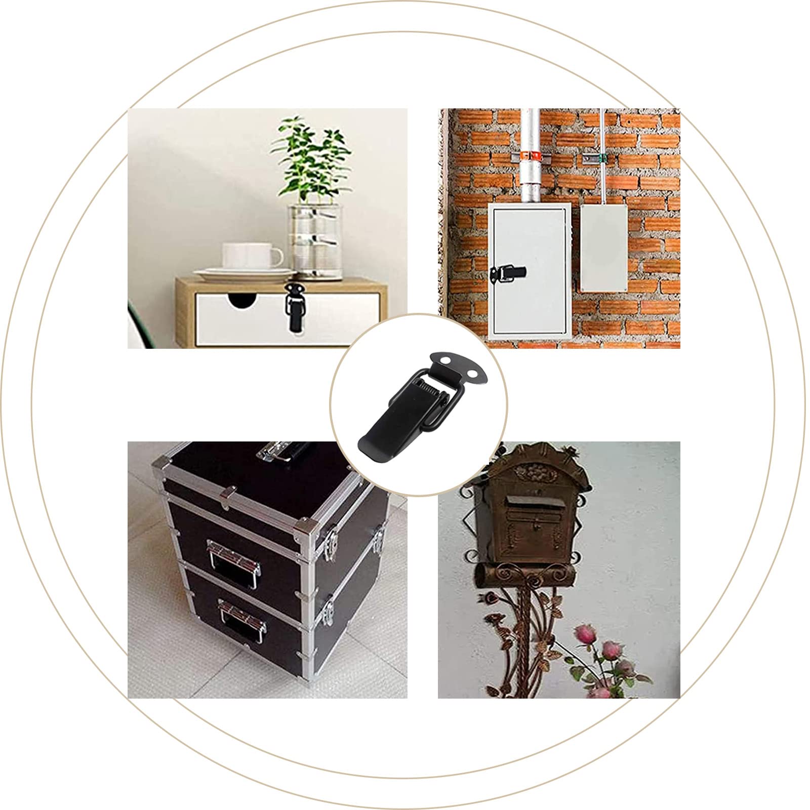 Lot De 12 Bascule à Ressort En Acier Inoxydable Noir - Serrure à Levier Pour Valise, Tiroir, Boîte à Outils