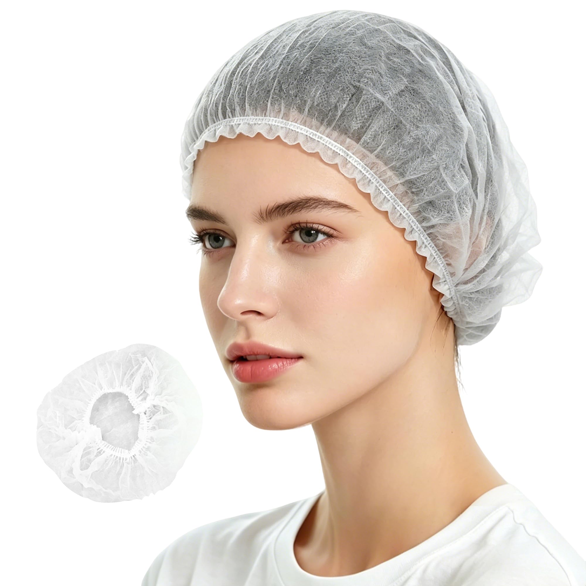 21" Disposable Non-Woven Bouffant Cap &amp; Hair Net, 100 Count