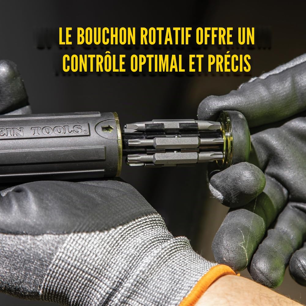 Klein Tools 32305 Tournevis à cliquet multi-bits, outil 15 en 1 avec embouts Phillips, fendues, carrés, Torx et combinés et tourne-écrou 1/4"