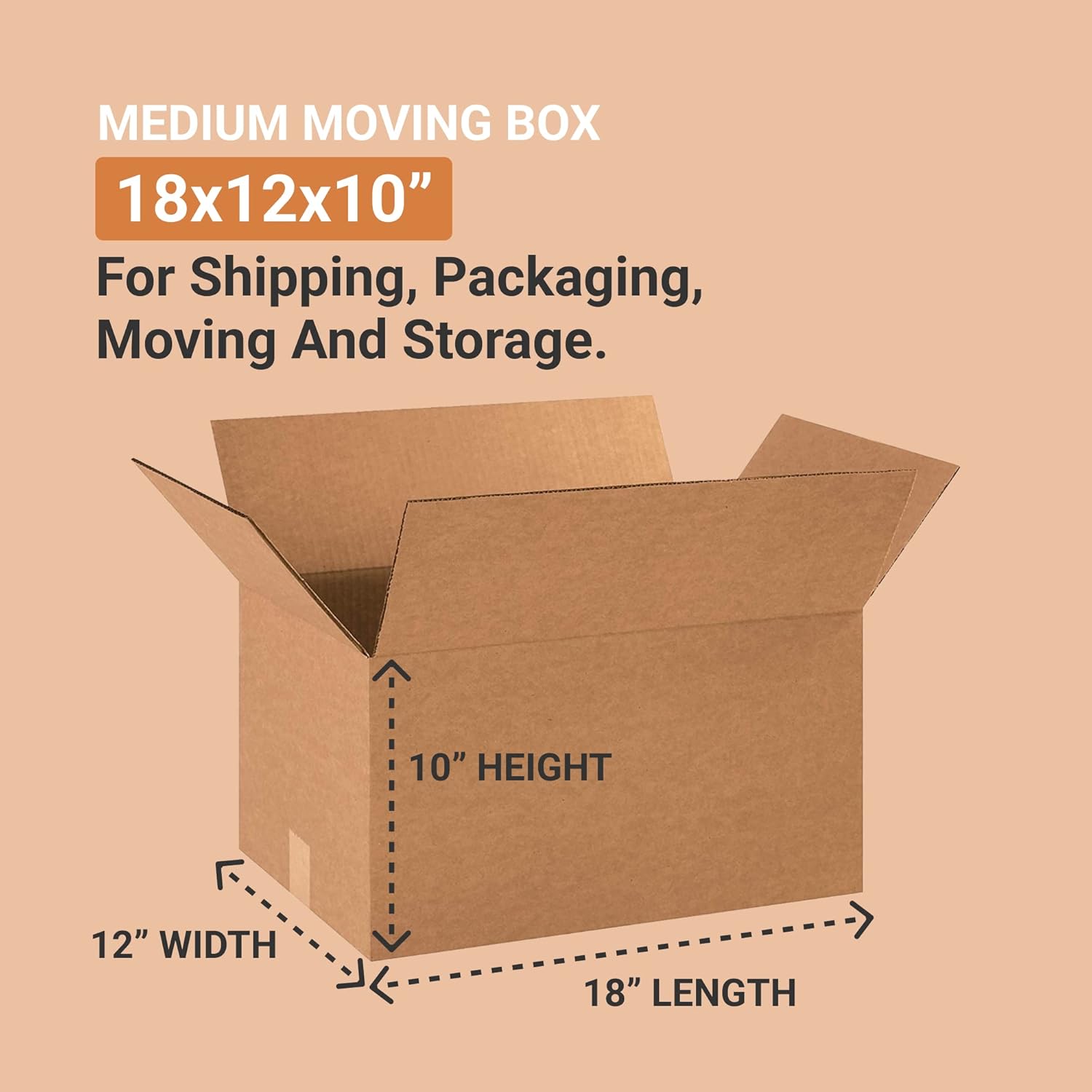 Staples 18” x 12” x 10” Corrugated Shipping Boxes, Kraft, Durable Packing & Moving Cartons — Pack of 25