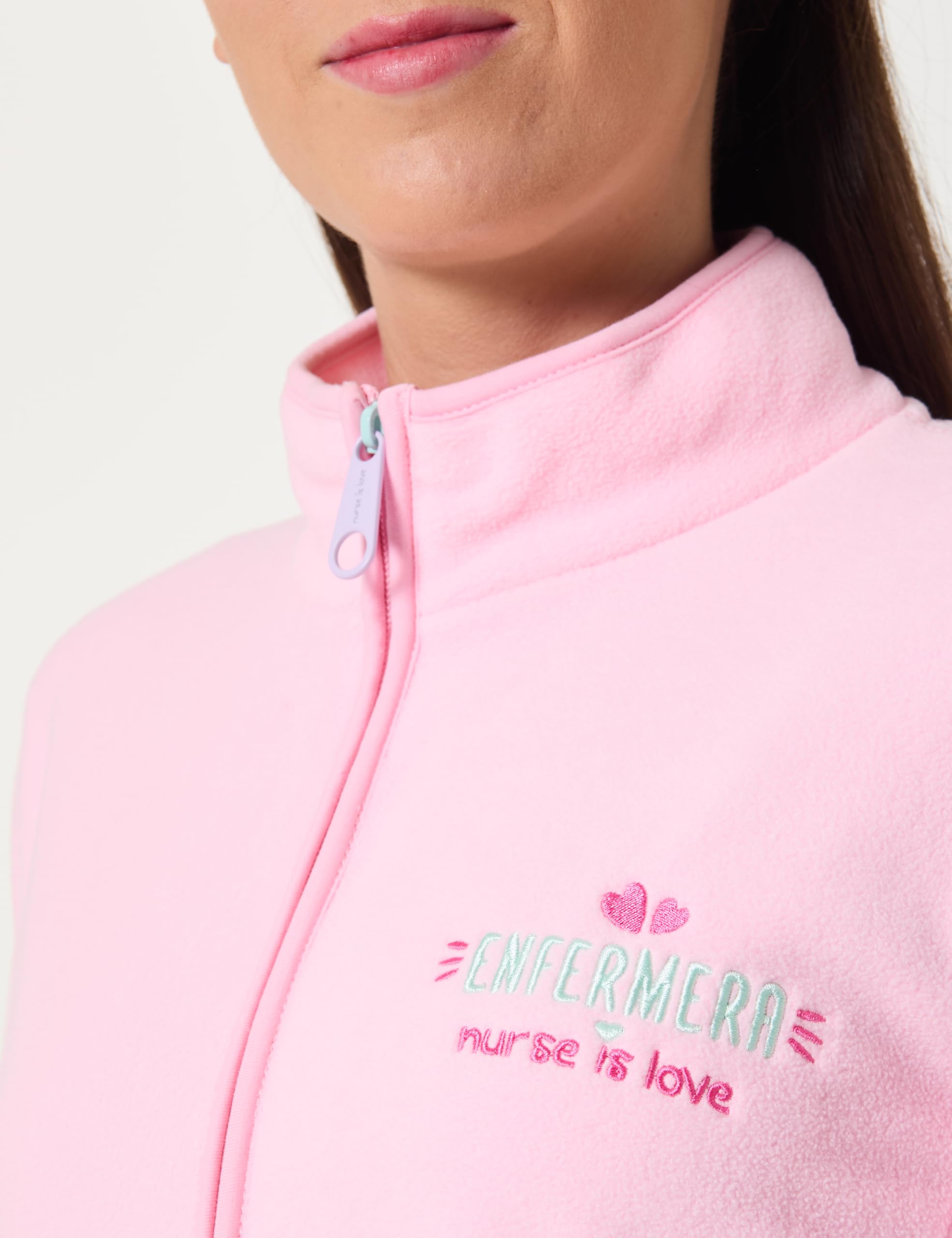 Nurse is Love Fleecejacke für Damen, für Krankenschwestern, ohne Kapuze, Fleece-Futter, doppelte Tasche und Reißverschluss, leicht zu waschen, Original Krankenschwester