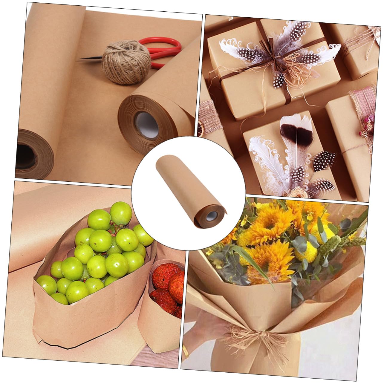 DIYEAH Rollo de Papel Kraft Decorativo Marrón de 45 CM X 30 M para Envolver Regalos y Manualidades, Papel Seguro, sin Olor, Adecuado para Artesanía y Embalaje