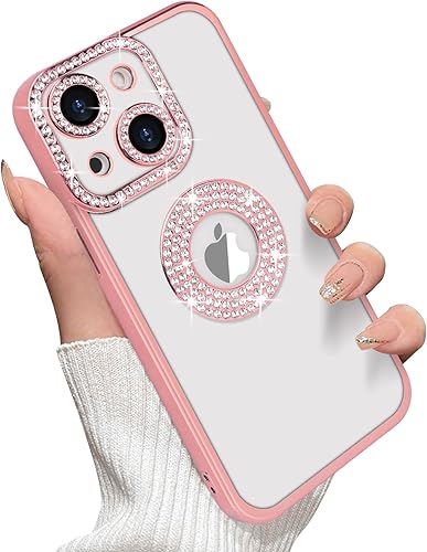 Miniatura 1 de Losin Funda compatible con iPhone 15 Plus con purpurina y vista del logotipo para mujeres y niñas, bonita funda de lujo con diamantes de imitación,