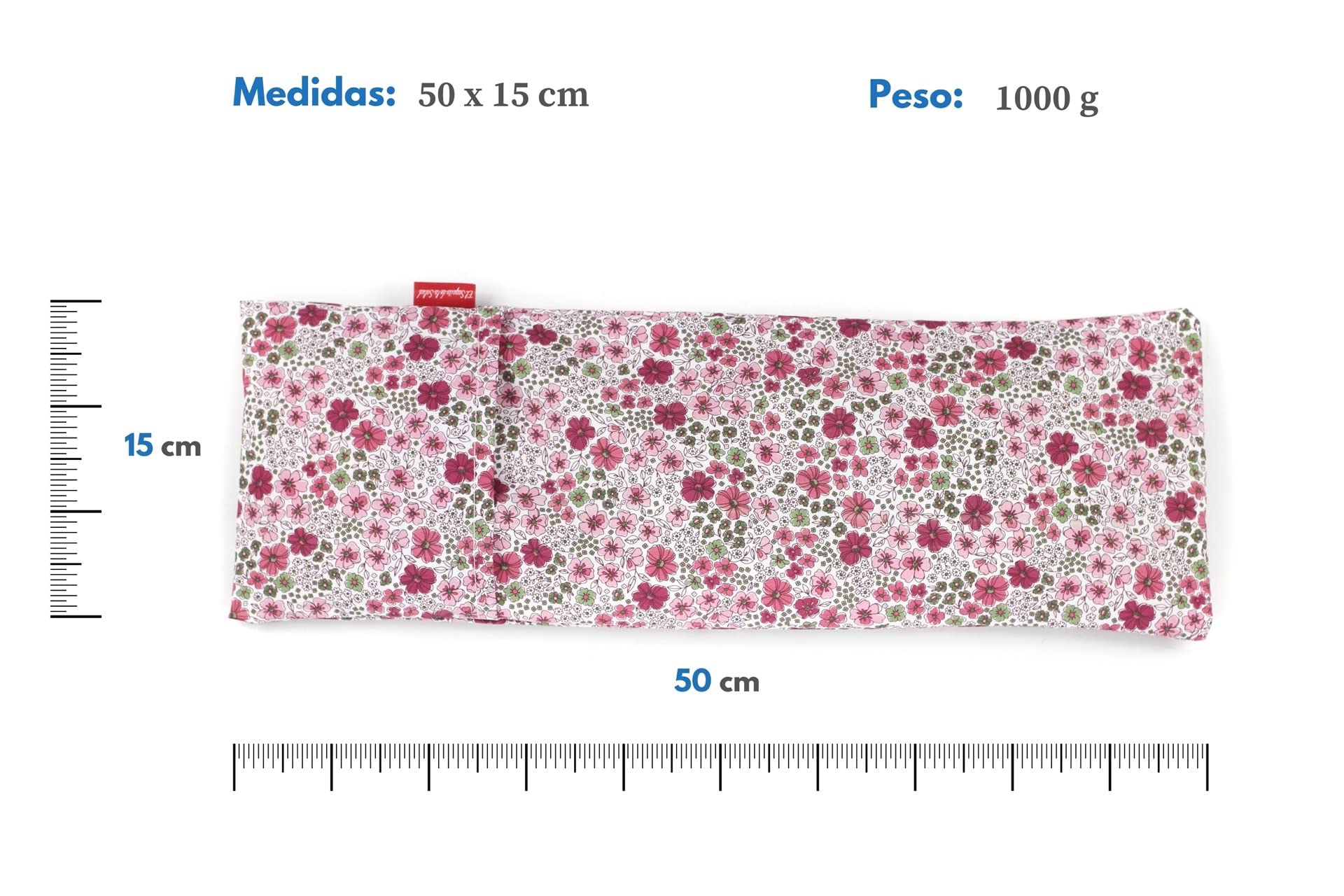 Saco Térmico de Semillas para microondas | Ayuda a Aliviar Dolores Musculares gracias al Calor Seco | Funda Lavable 100% Algodón Rosas (50 x 15 CM, Aroma Lavanda)