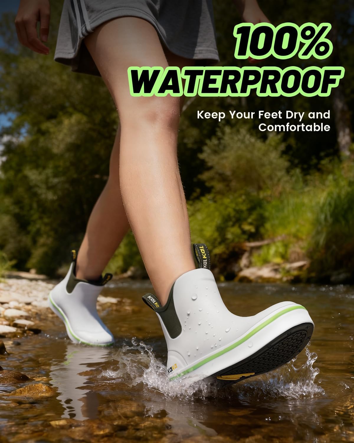 Kalkal 【2026 Upgraded Women's Deck Boots, Waterproof Fishing Ankle Rain Boots with Upgraded Anti-Slip Outsole, Breathable Lightweight Garden Rubber Boots for Sailing - Image 5