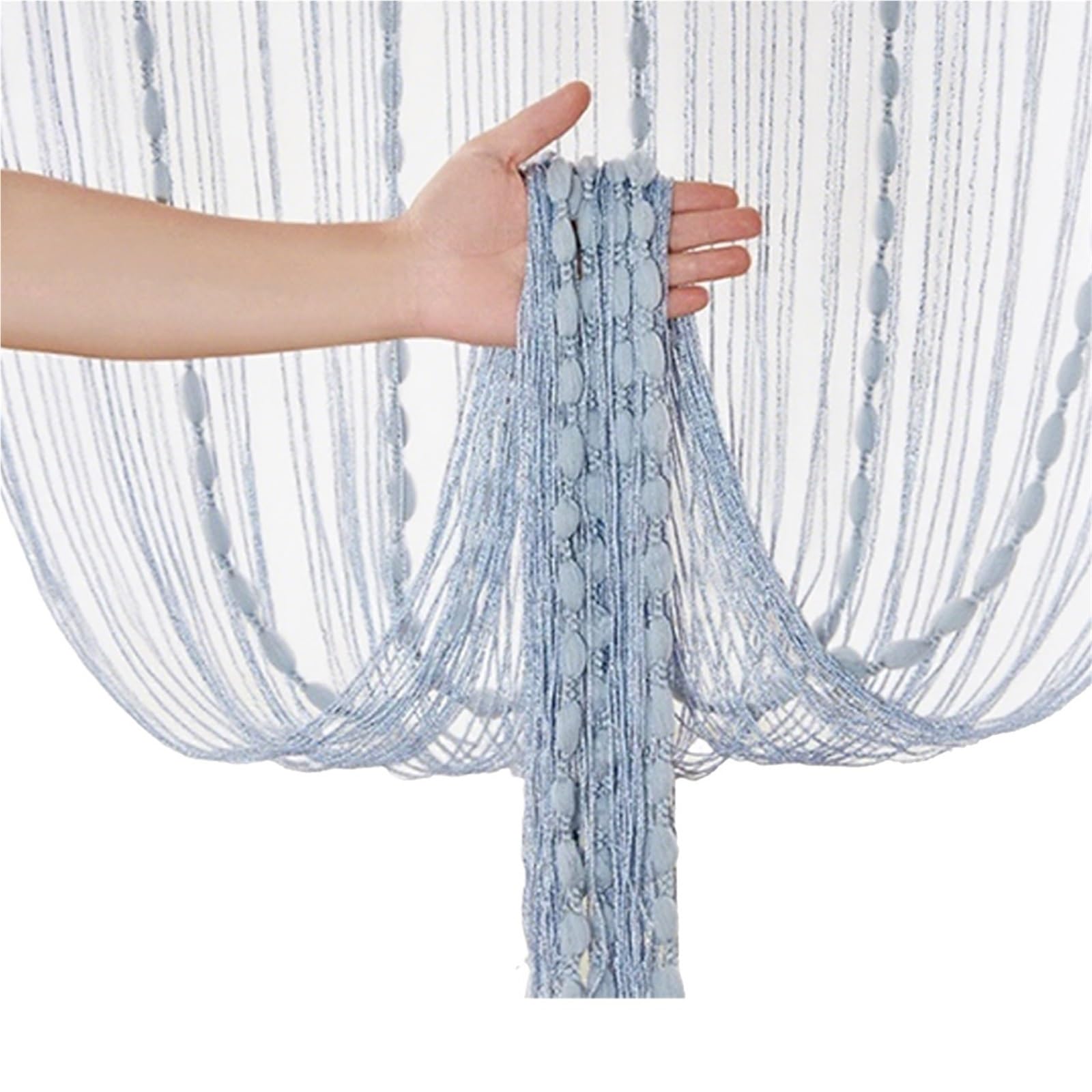 FonHNDG Bead curtains for doors Living Room Divider Crystal Bead String Curtain 1X2M Tassel Fringe Door For Salon And Sheer Wedding Decoration(Silver Gray)
