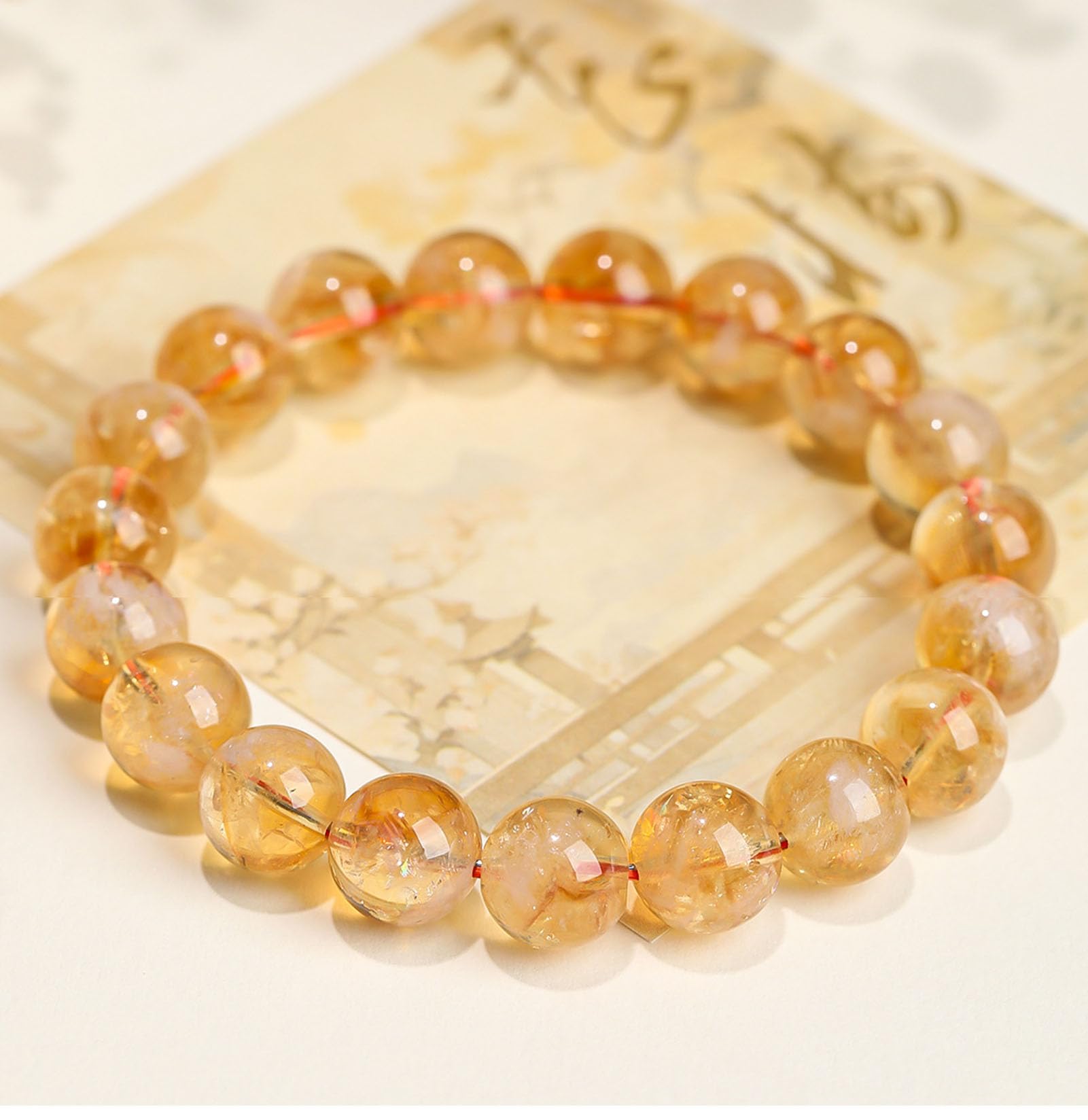 Bracciale in cristallo citrino fatto a mano per donna, bracciale da uomo | Bracciale curativo con perline elasticizzate naturali, regalo energetico dei chakra per donne uomini lui in 7-11 mm