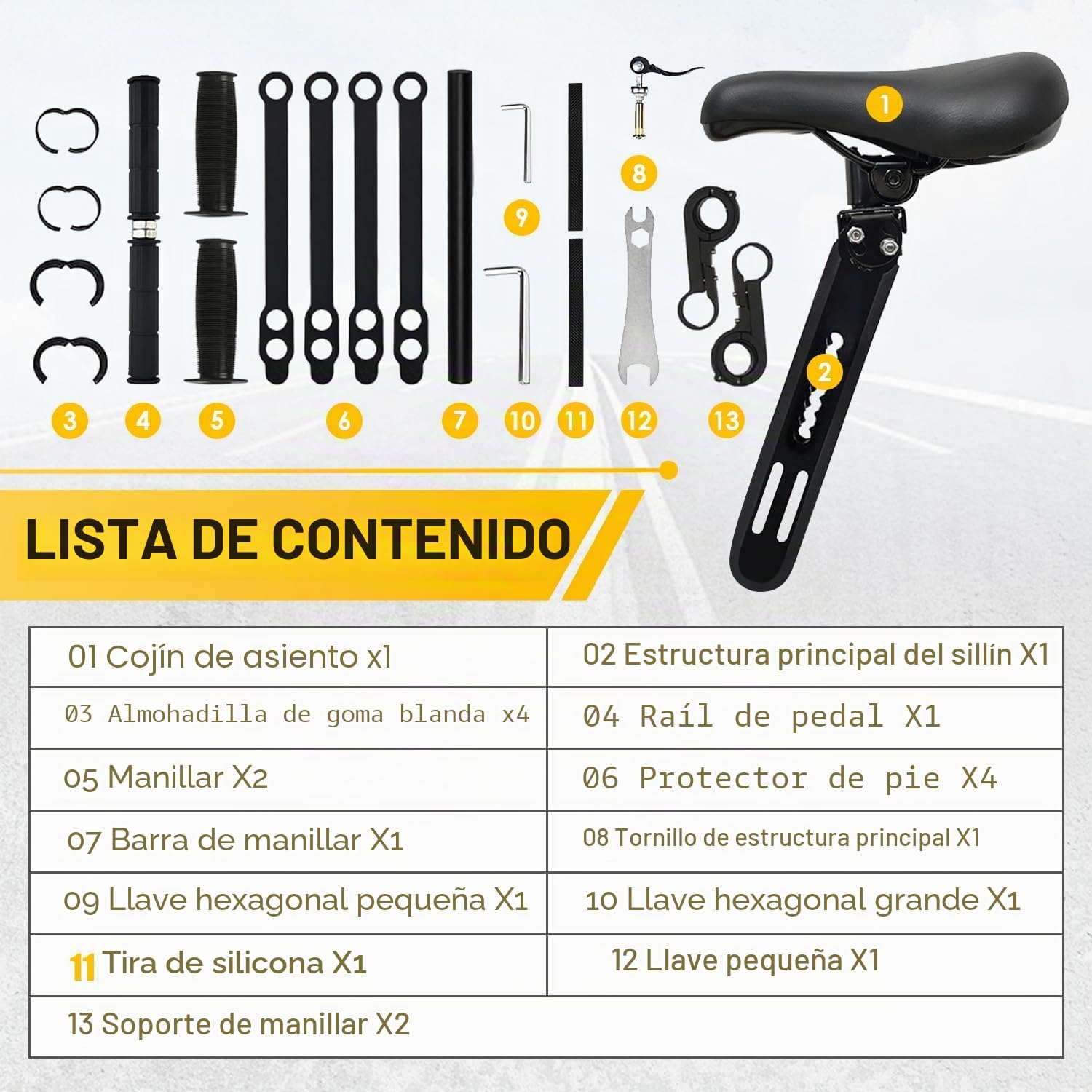 Asiento de Bicicleta Delantero para Niño, Sillita Bicicleta Niños Delantera con Reposabrazos y Pedal Delantero Bicicletas Niño Silla para Niños de 2 a 6 Años, hasta 60 Libras