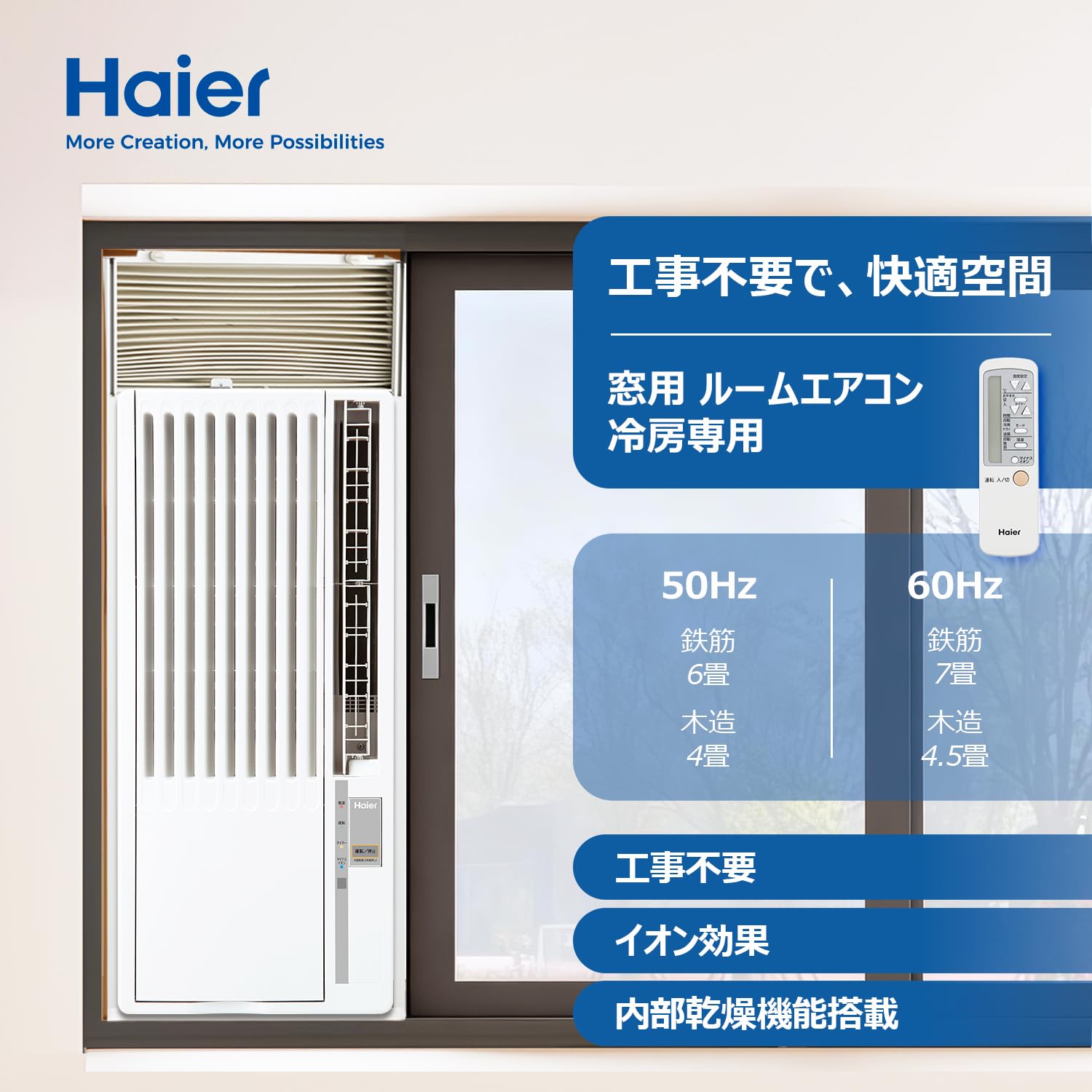 Amazon | ハイアール(Haier) 26年モデル 窓用エアコン 4-7畳 冷房専用