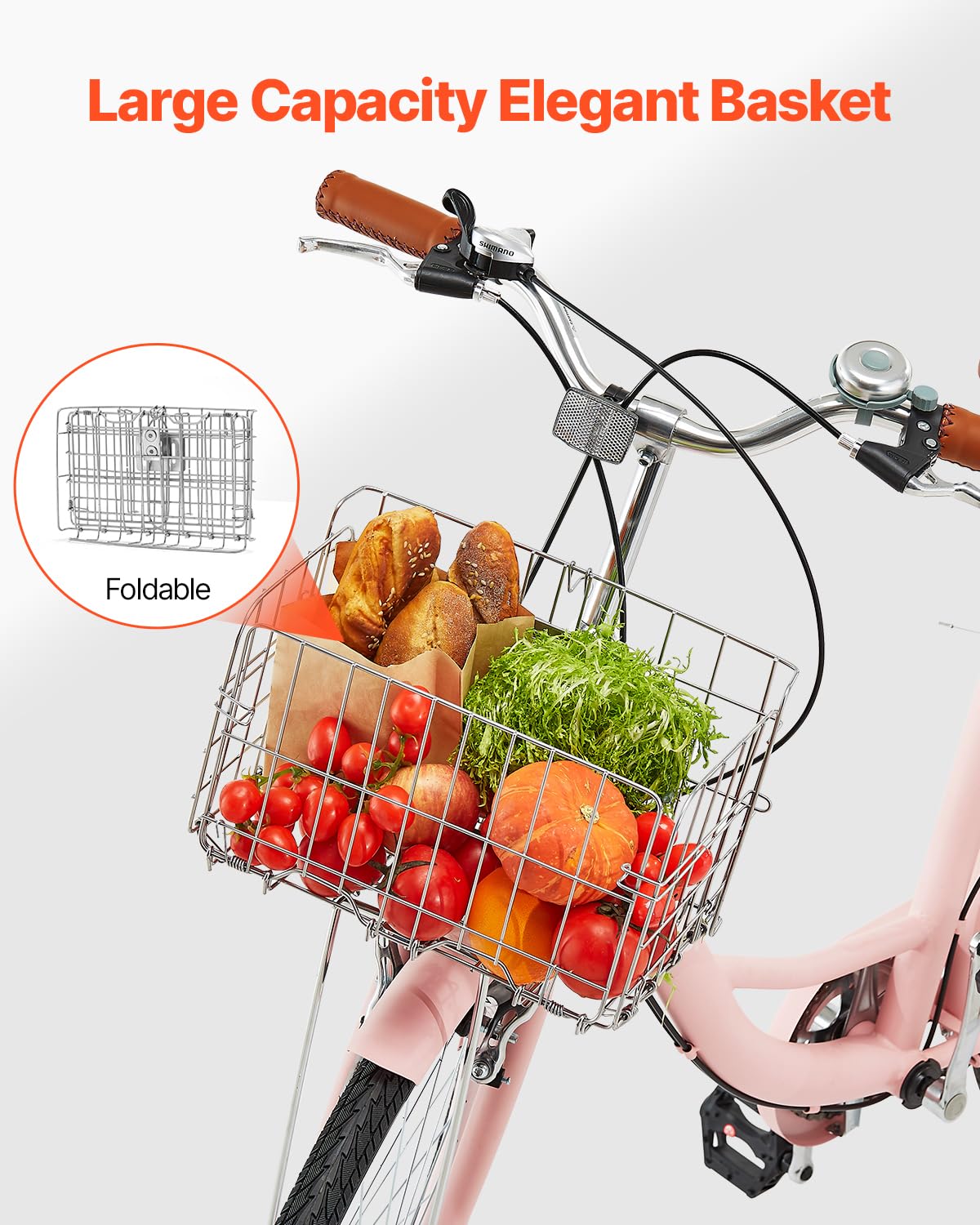 VEVOR Cruiser - Bicicleta de playa con 7 velocidades (diámetro del neumático 660,4 mm) con cesta grande y portaequipajes, bicicleta cruiser con asiento ajustable, para ciclismo, entrenamiento y