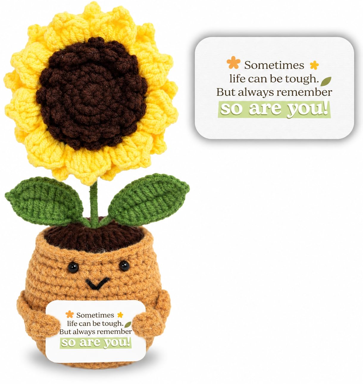 Emotional Support Crochet Sunflower, Life is Tough But So are You