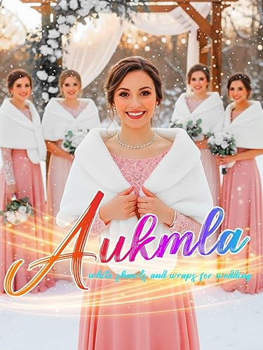 Miniatura 46 de Aukmla Bufanda de piel de boda para mujer con broche de diamantes de imitación para novia y damas de honor A-Marrón