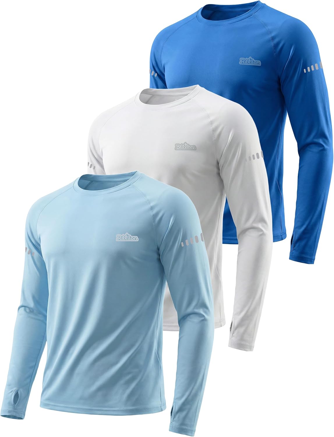 3 Pack Mens UPF 50+ Sun Protection Shirts Long Sleeve SPF Quick Dry Fishing Swim Rash Guard Athletic Workout Tops
