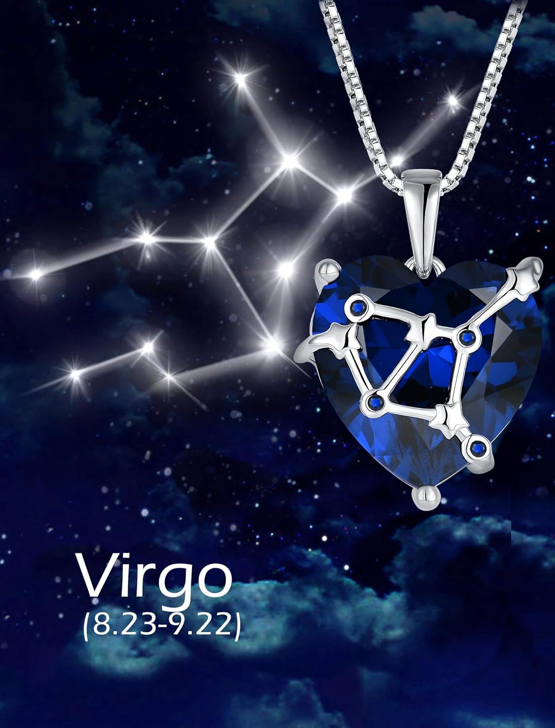 Zodiac Constellation Necklace for Women, 925 Sterling Silver Heart Pendant with Birthstone Astrology Horoscope Jewelry Gifts - Image 5